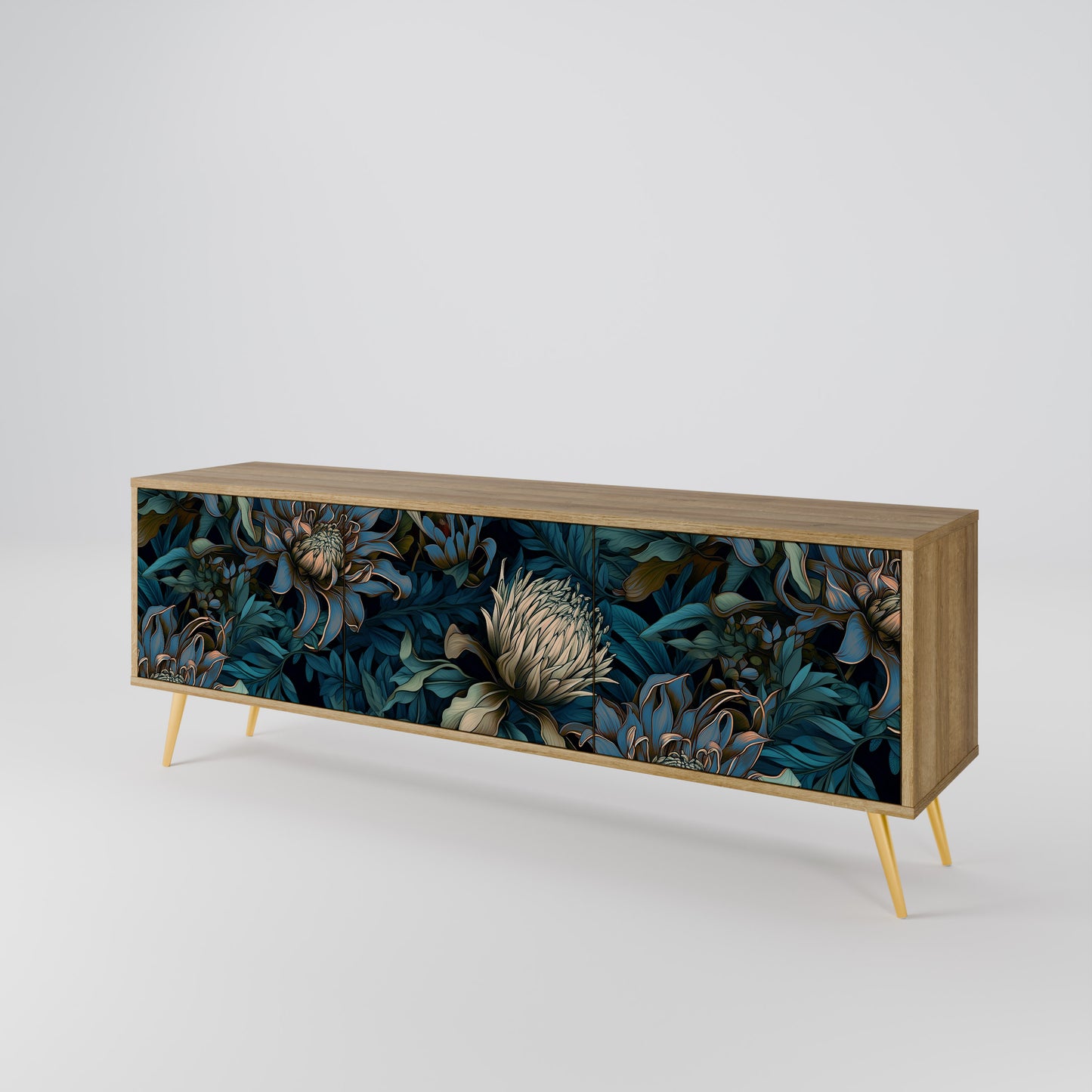 TWILIGHT BLOOM 3-Door TV Stand in Oak Effect