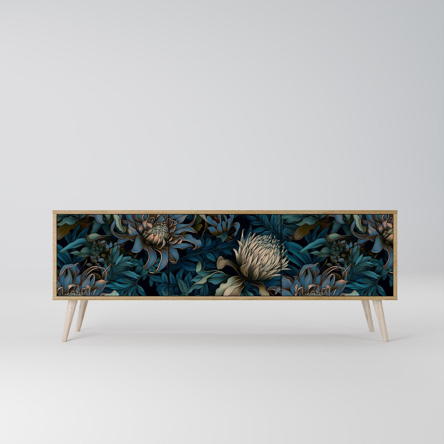 TWILIGHT BLOOM 3-Door TV Stand in Oak Effect