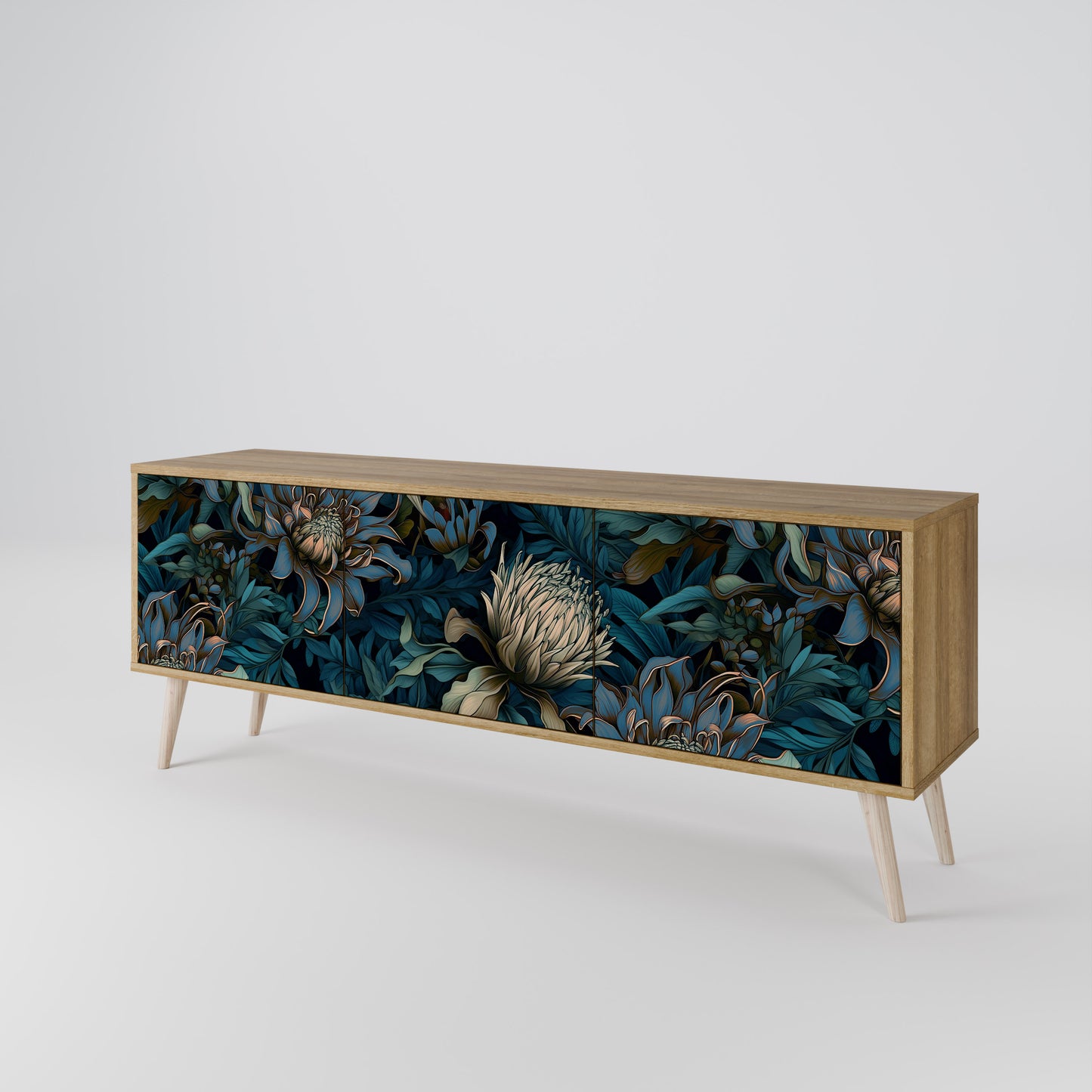 TWILIGHT BLOOM 3-Door TV Stand in Oak Effect