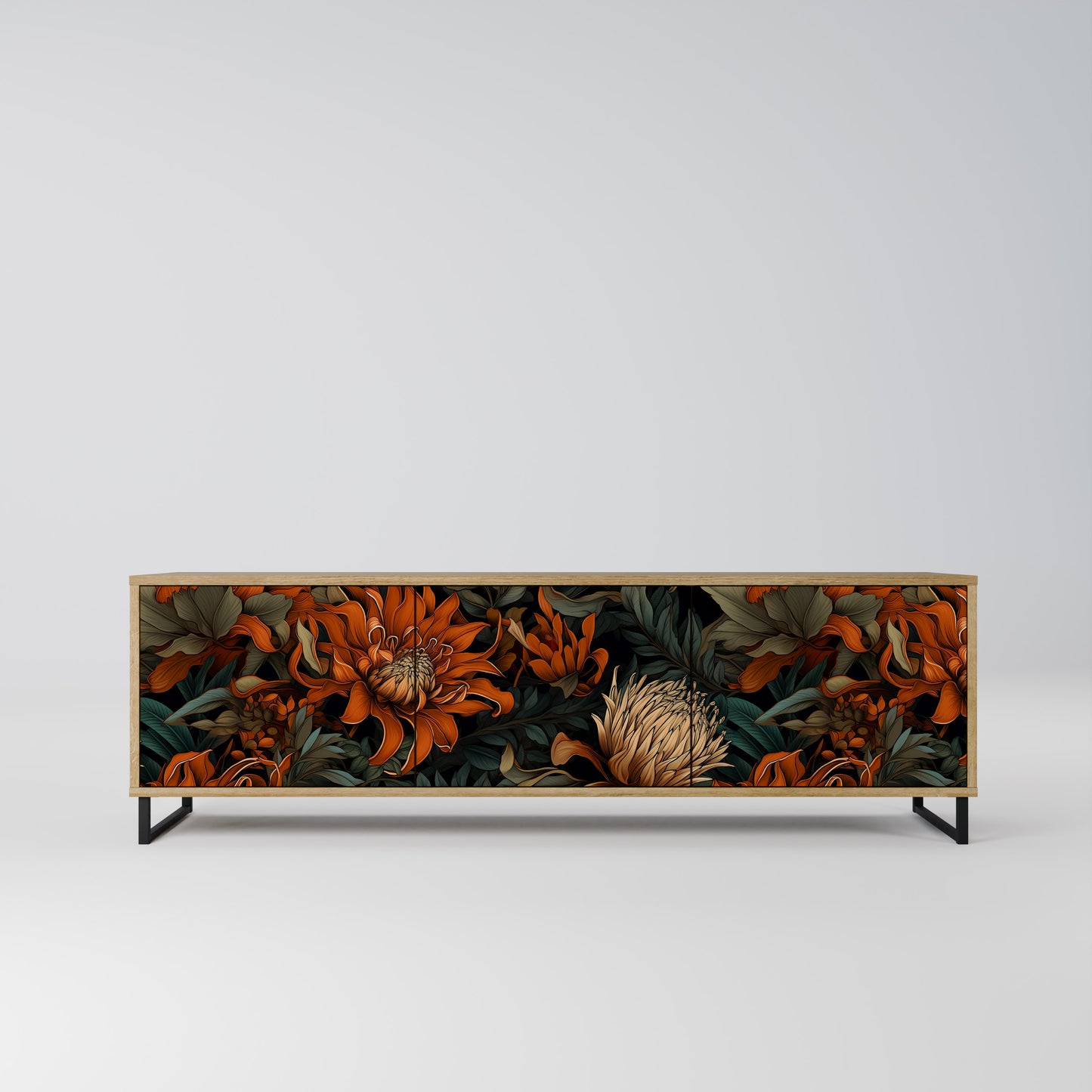 DAWN BLOOM 3-Door TV Stand in Oak Effect