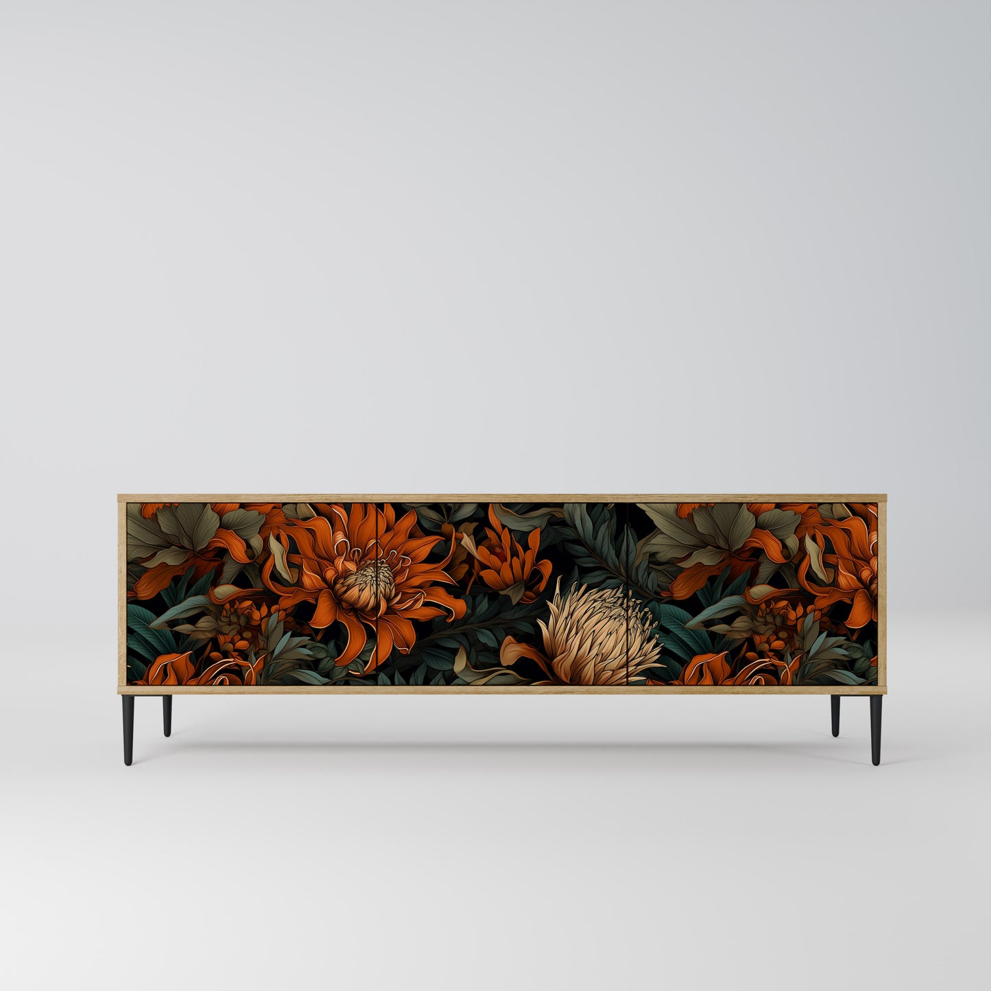 DAWN BLOOM 3-Door TV Stand in Oak Effect