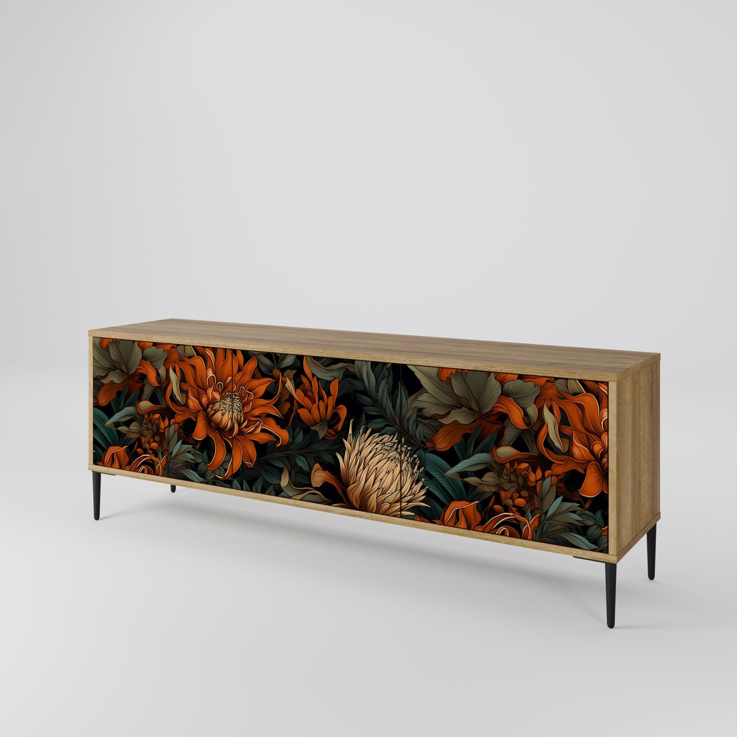 DAWN BLOOM 3-Door TV Stand in Oak Effect