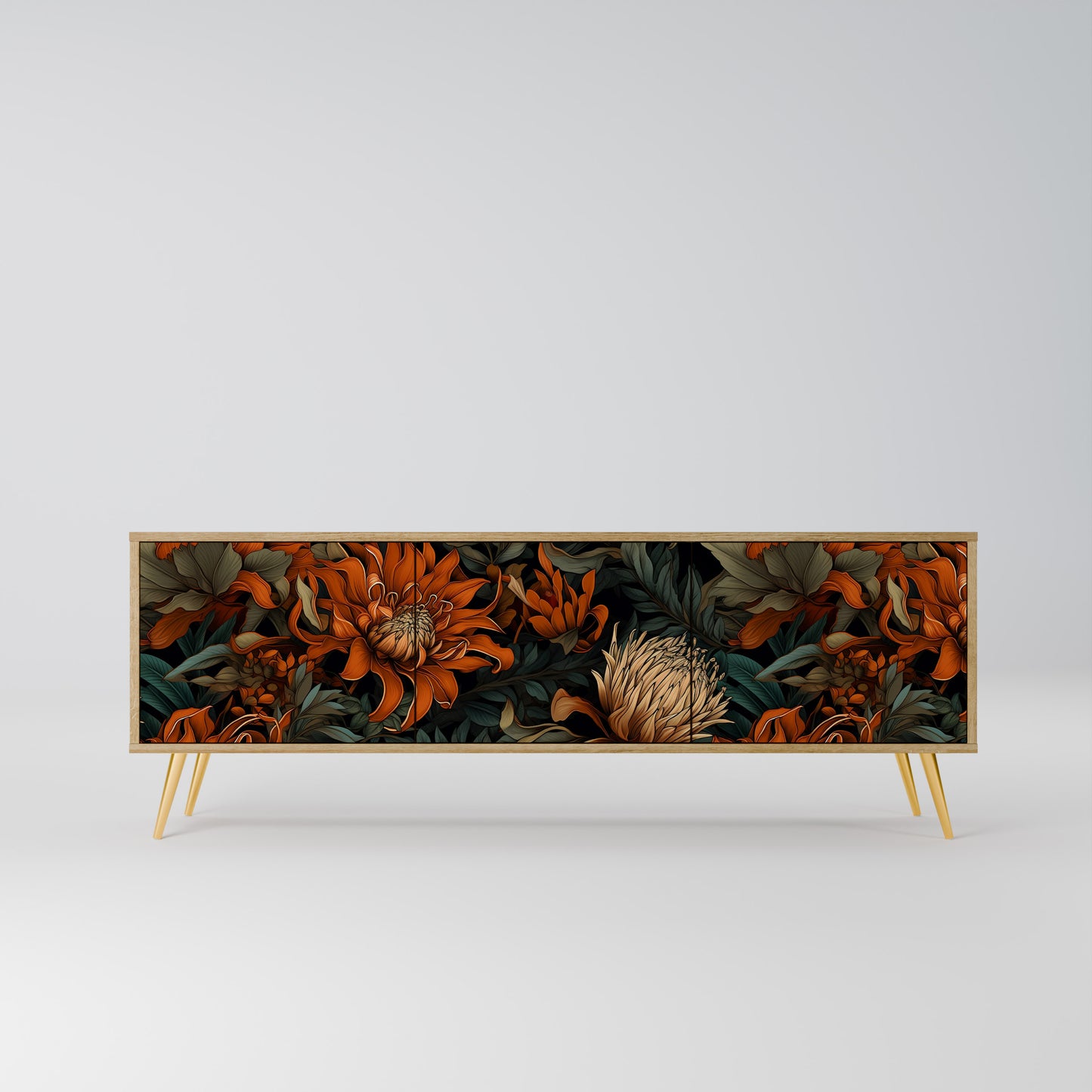DAWN BLOOM 3-Door TV Stand in Oak Effect