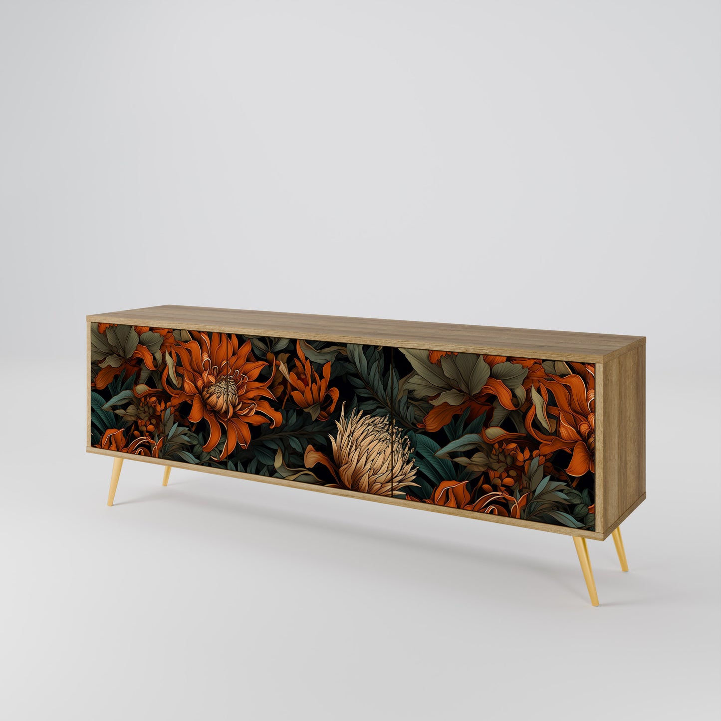 DAWN BLOOM 3-Door TV Stand in Oak Effect