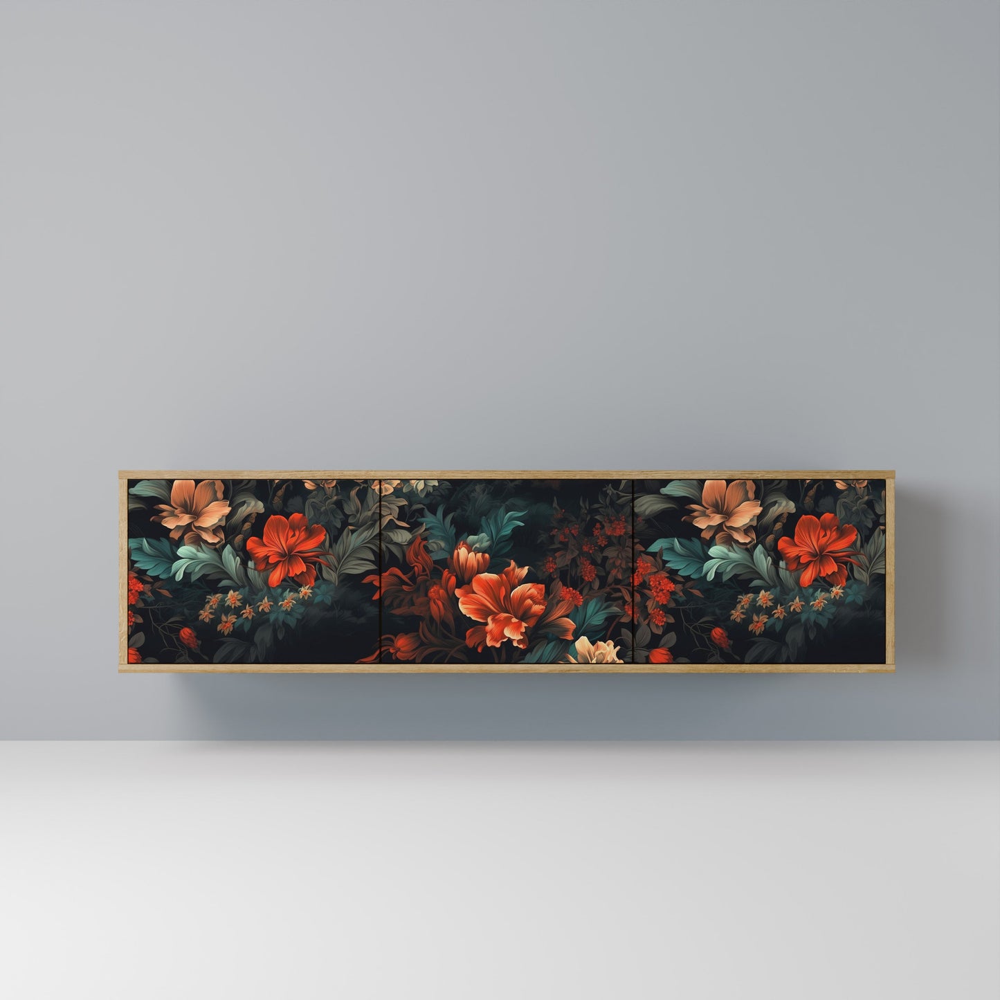 IMAGINARY BLOSSOM 3-Door TV Stand in Oak Effect