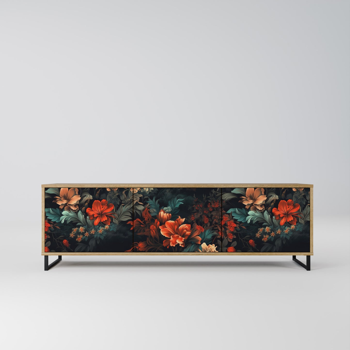 IMAGINARY BLOSSOM 3-Door TV Stand in Oak Effect