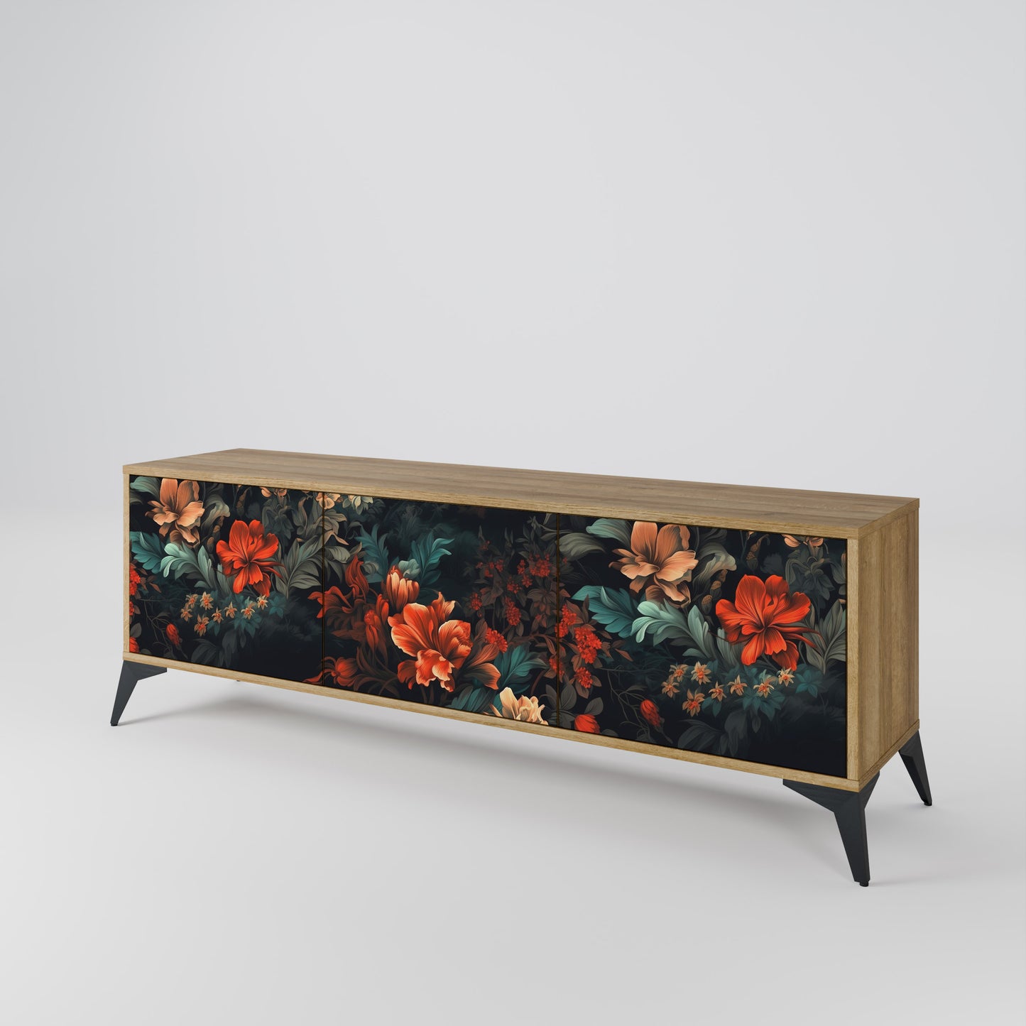 IMAGINARY BLOSSOM 3-Door TV Stand in Oak Effect