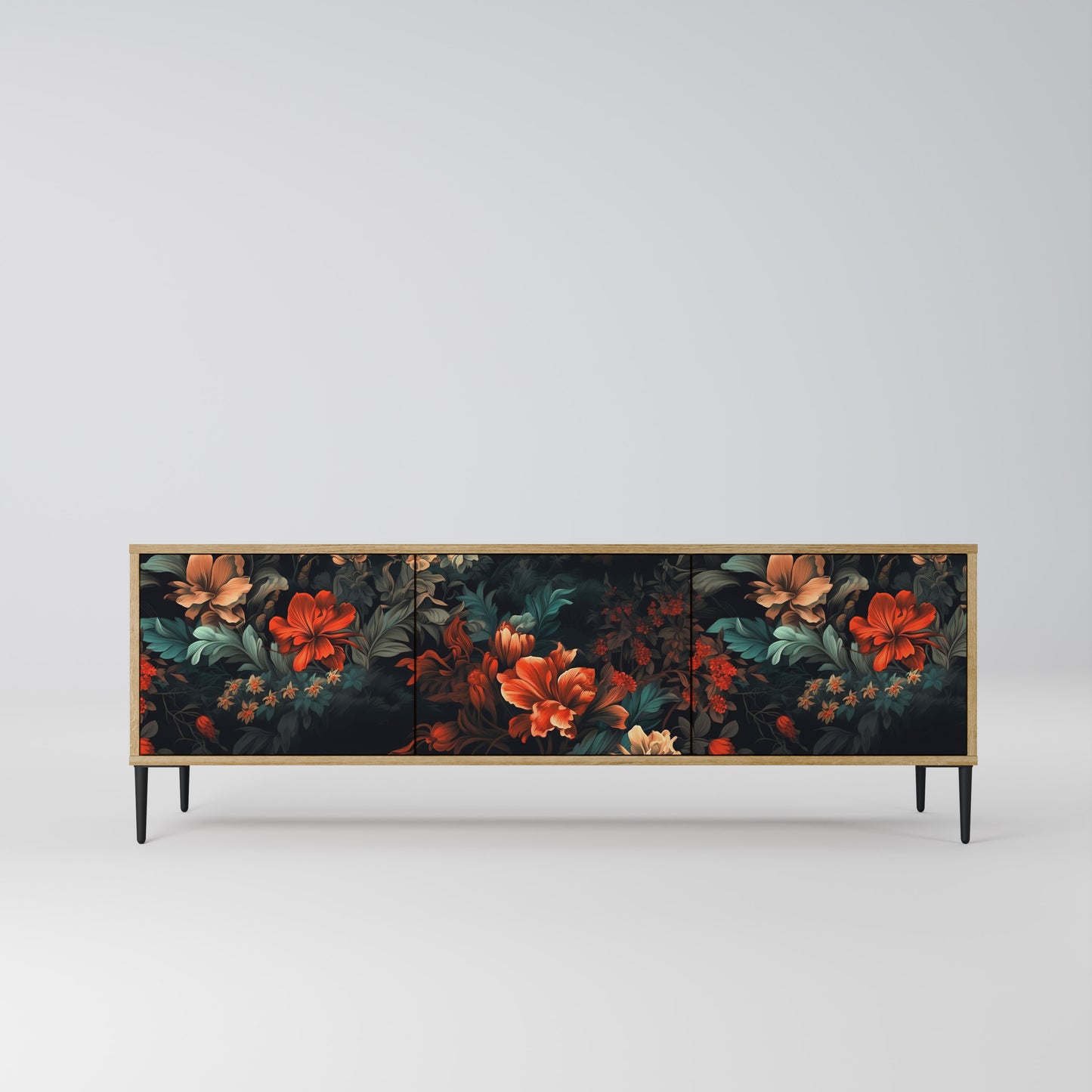 IMAGINARY BLOSSOM 3-Door TV Stand in Oak Effect