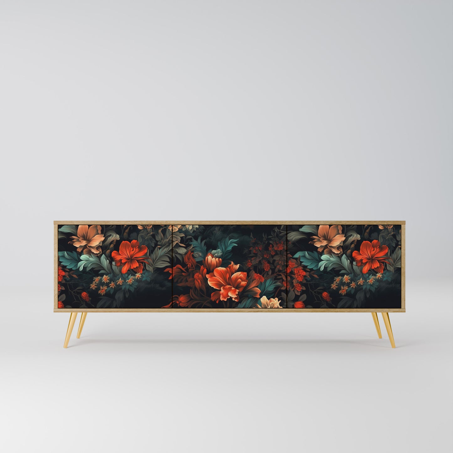 IMAGINARY BLOSSOM 3-Door TV Stand in Oak Effect