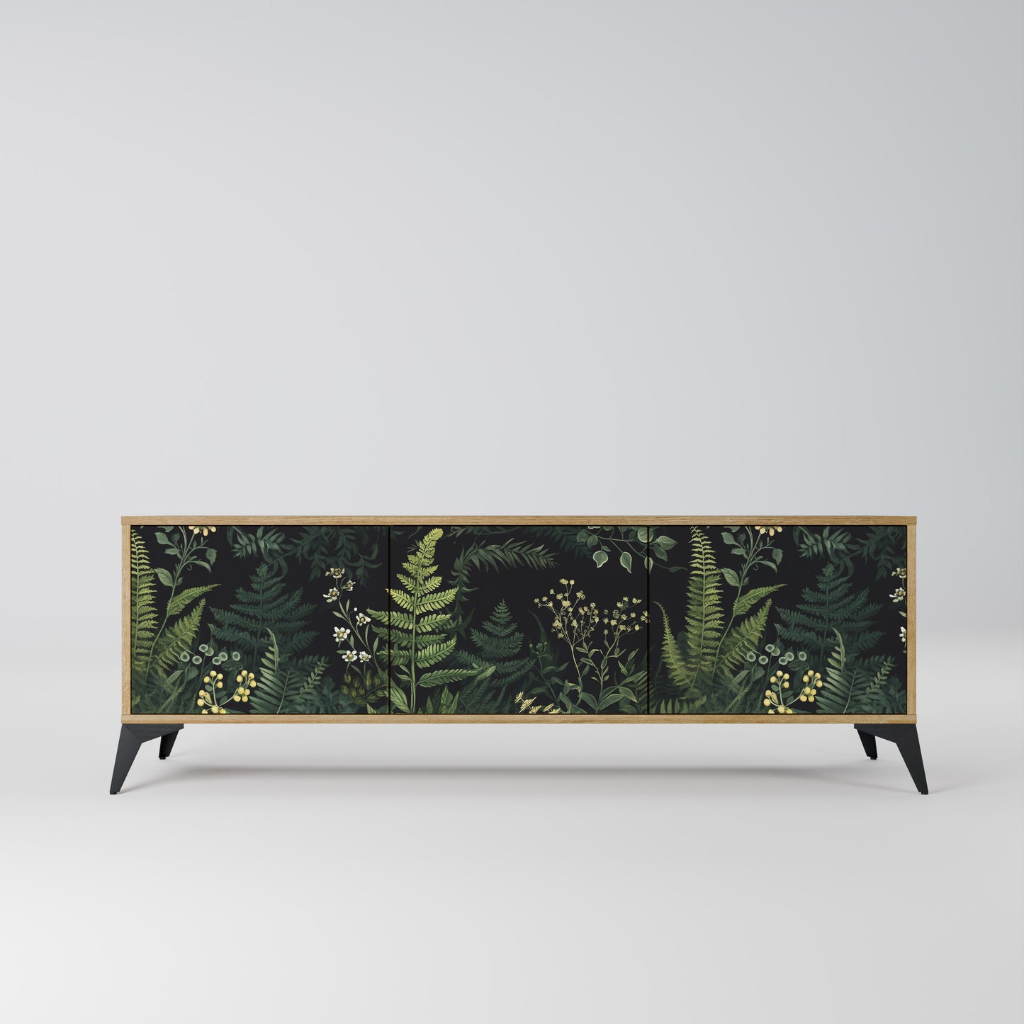 FERN FLOWERS 3-Door TV Stand in Oak Effect