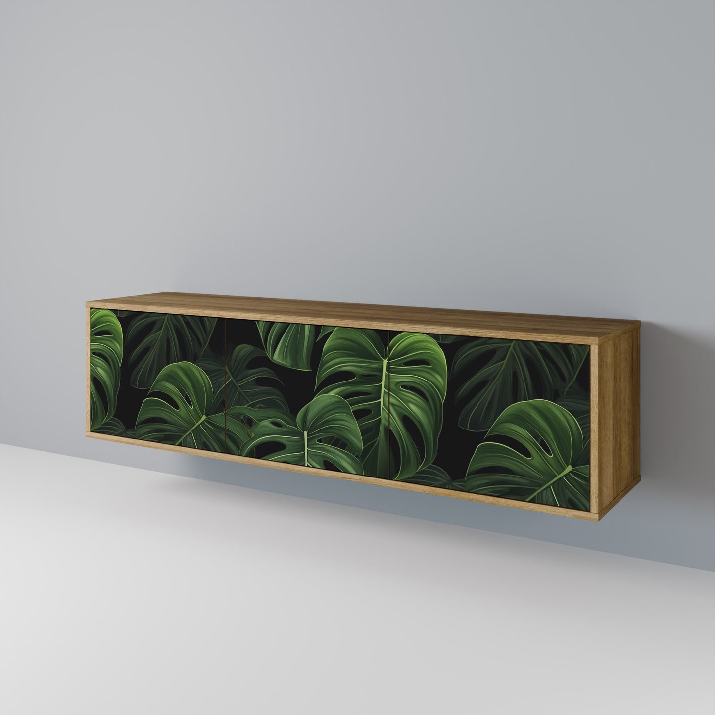 INFINITE MONSTERA 3-Door TV Stand in Oak Effect