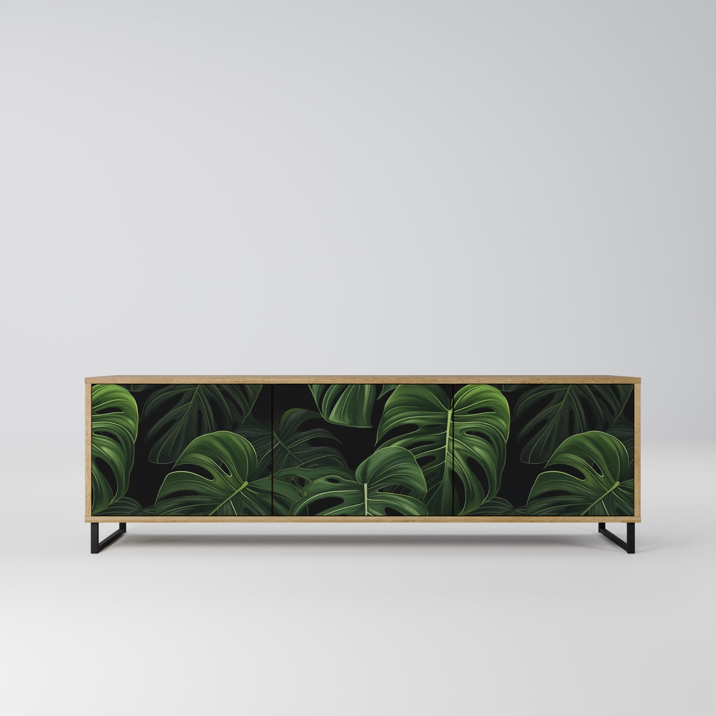 INFINITE MONSTERA 3-Door TV Stand in Oak Effect