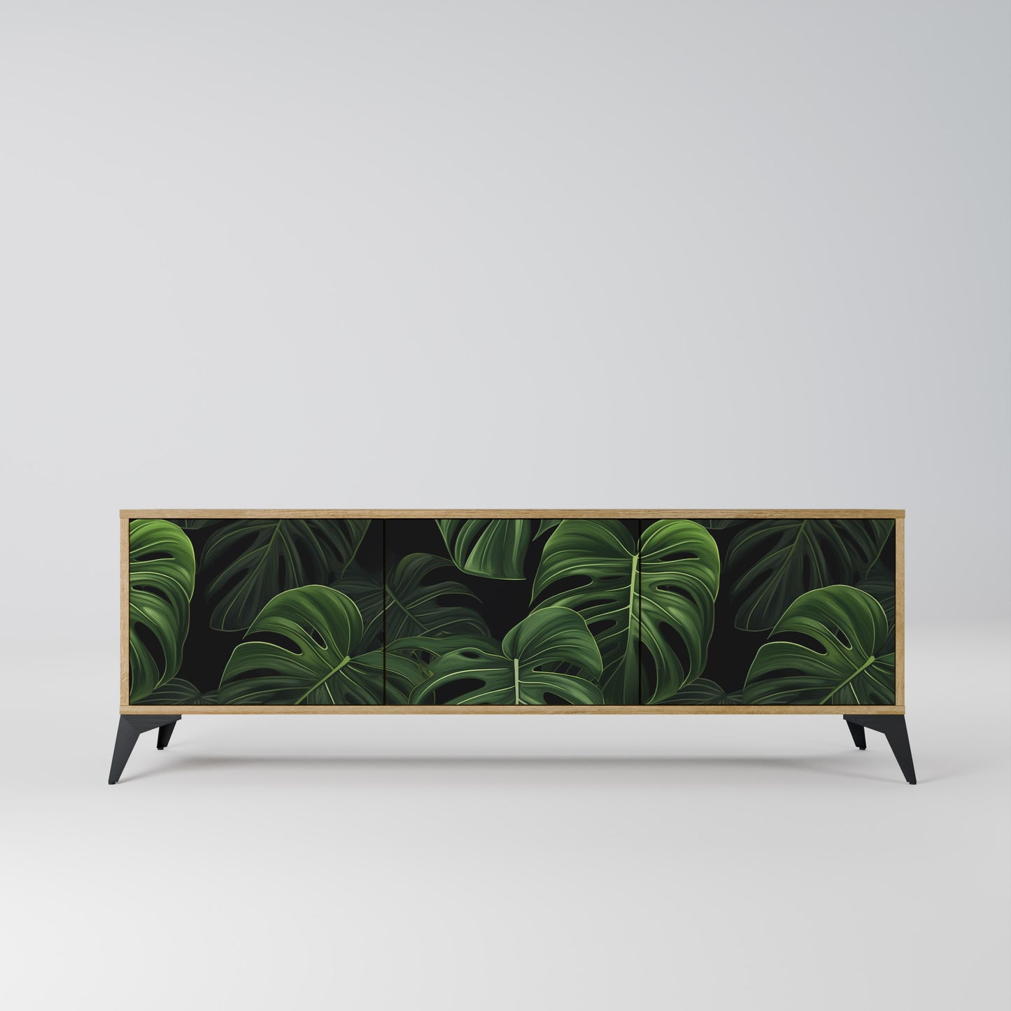 INFINITE MONSTERA 3-Door TV Stand in Oak Effect