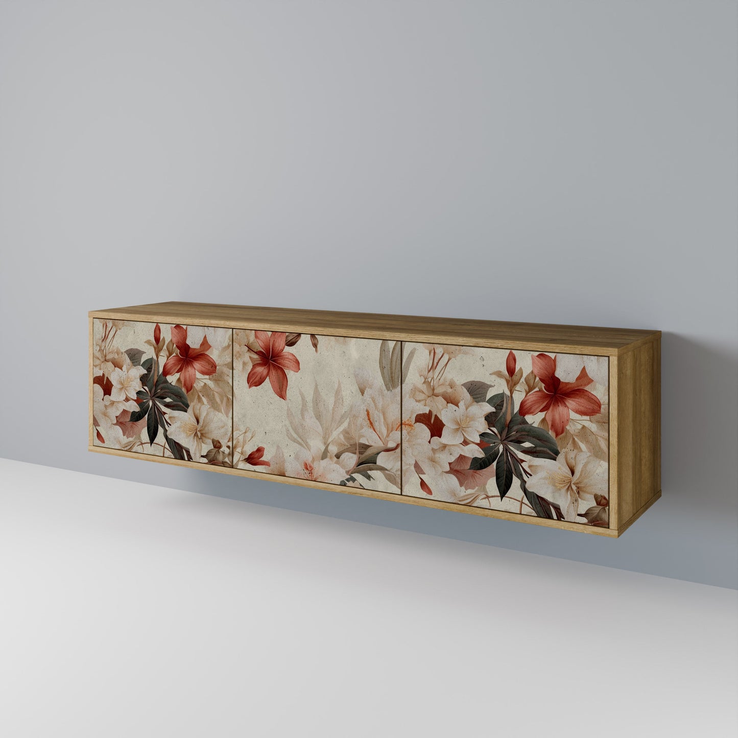 PETAL HARMONY 3-Door TV Stand in Oak Effect