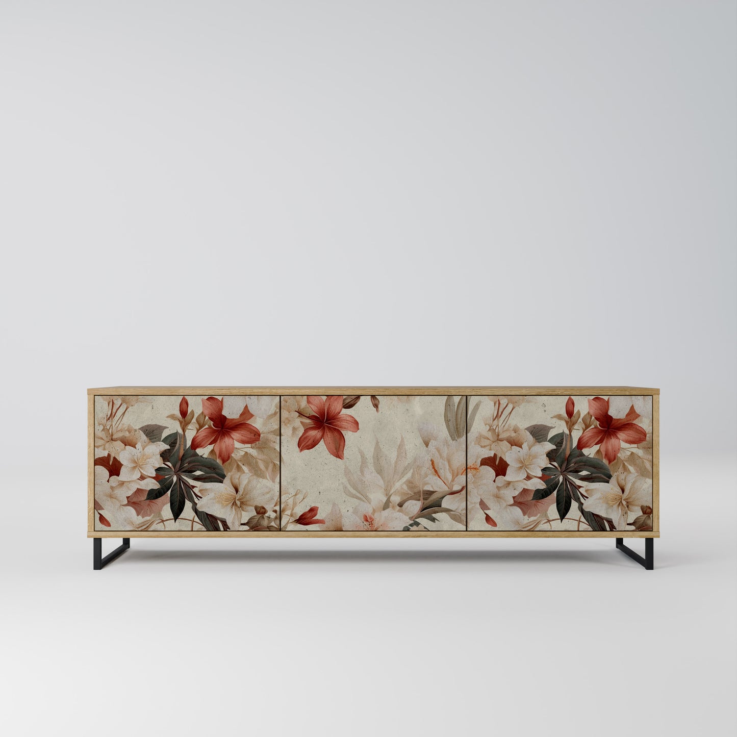 PETAL HARMONY 3-Door TV Stand in Oak Effect
