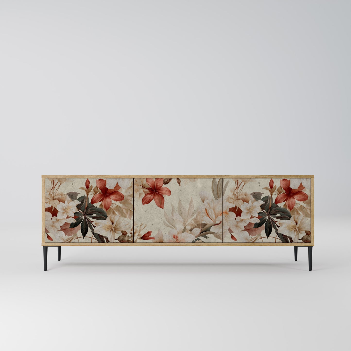 PETAL HARMONY 3-Door TV Stand in Oak Effect