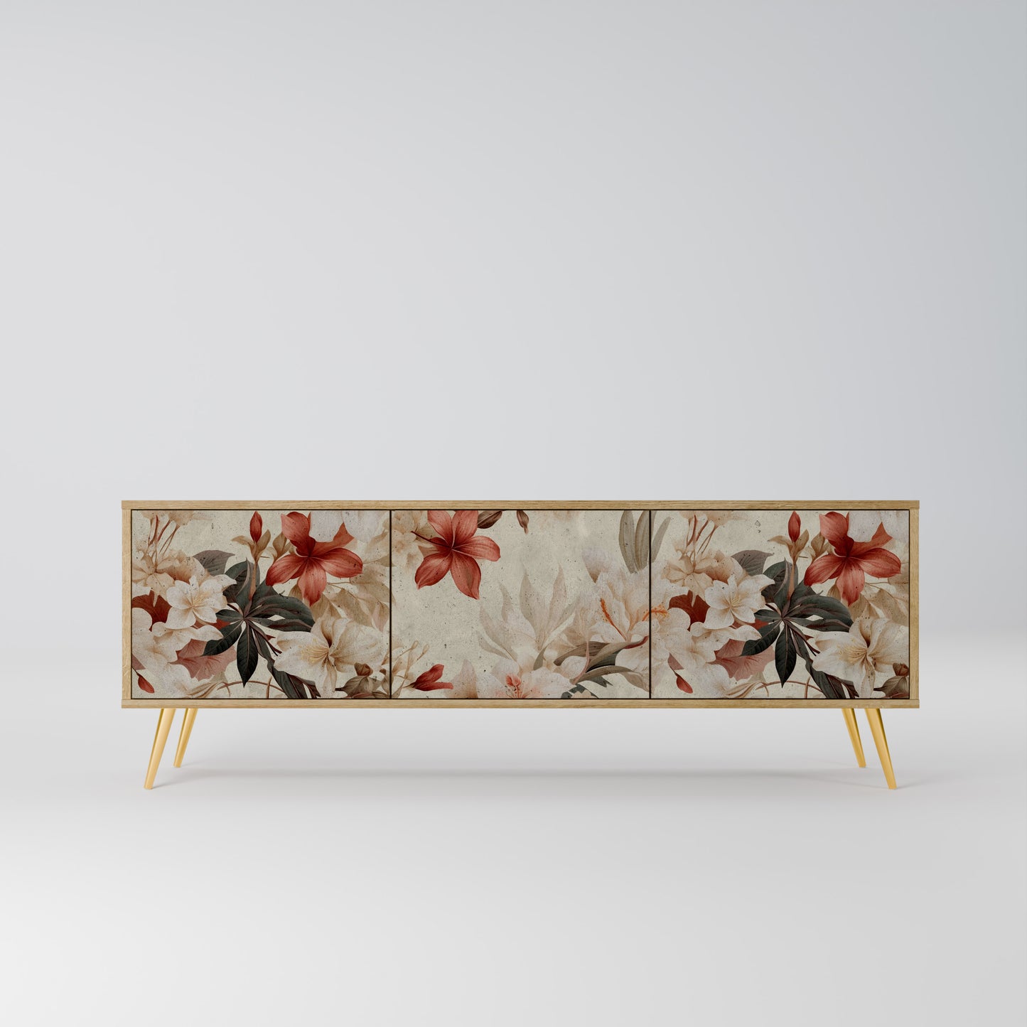 PETAL HARMONY 3-Door TV Stand in Oak Effect