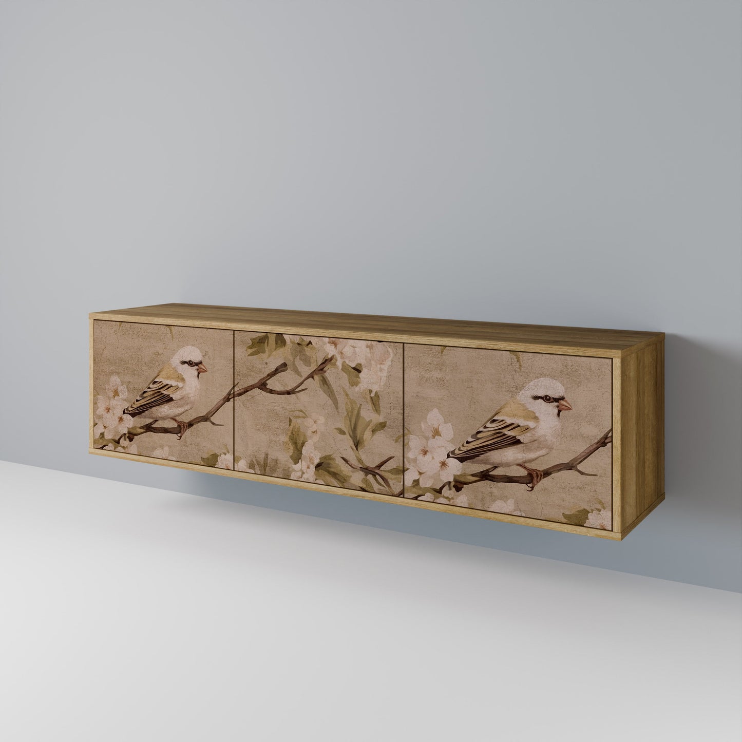 PETAL DISTINGUISH 3-Door TV Stand in Oak Effect