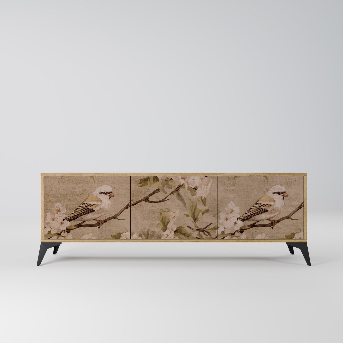 PETAL DISTINGUISH 3-Door TV Stand in Oak Effect