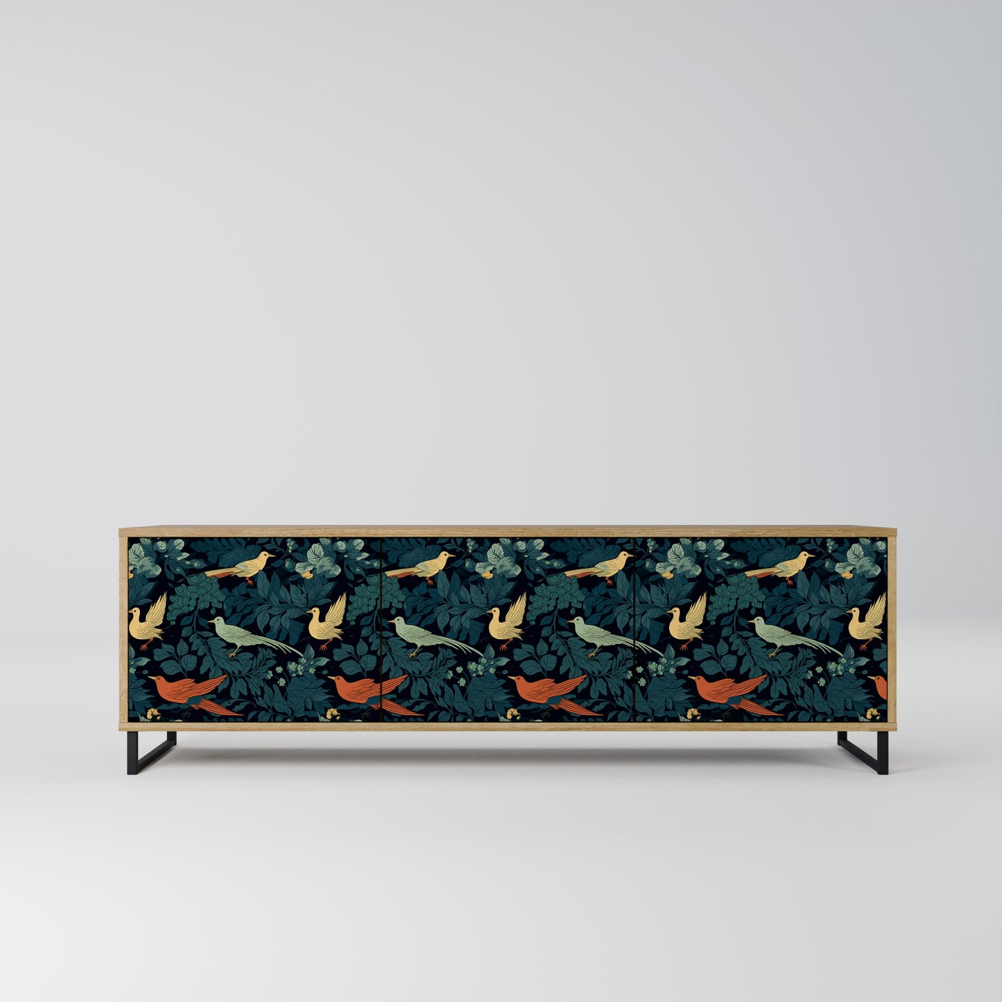 FOWL ORNAMENT 3-Door TV Stand in Oak Effect