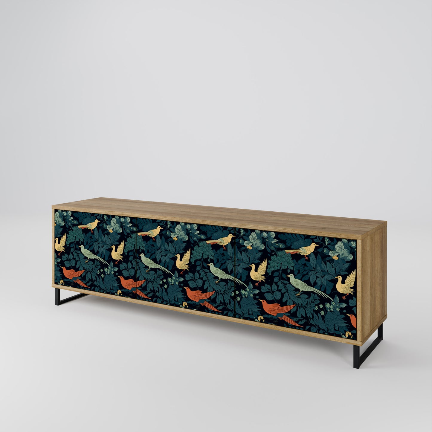 FOWL ORNAMENT 3-Door TV Stand in Oak Effect