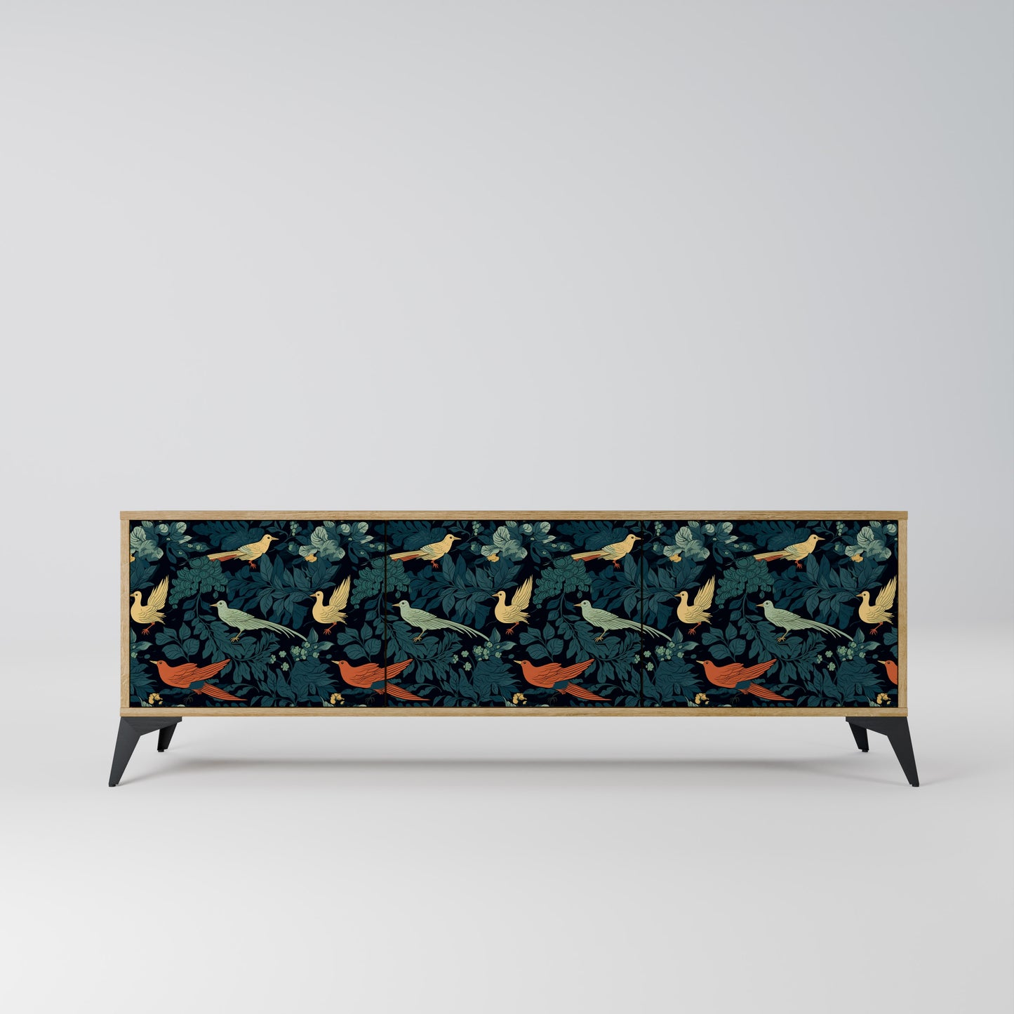 FOWL ORNAMENT 3-Door TV Stand in Oak Effect