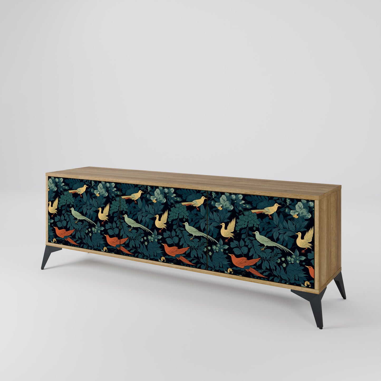 FOWL ORNAMENT 3-Door TV Stand in Oak Effect