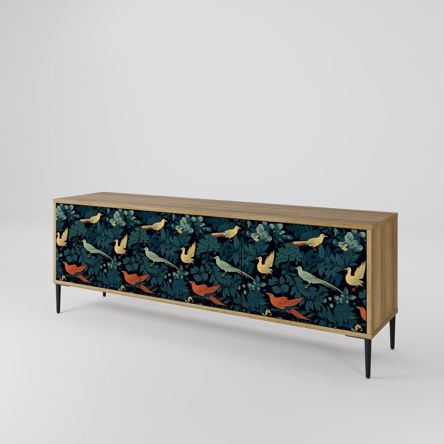 FOWL ORNAMENT 3-Door TV Stand in Oak Effect
