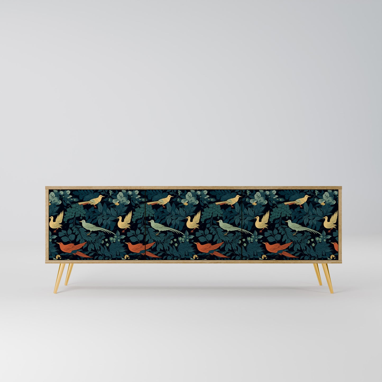 FOWL ORNAMENT 3-Door TV Stand in Oak Effect