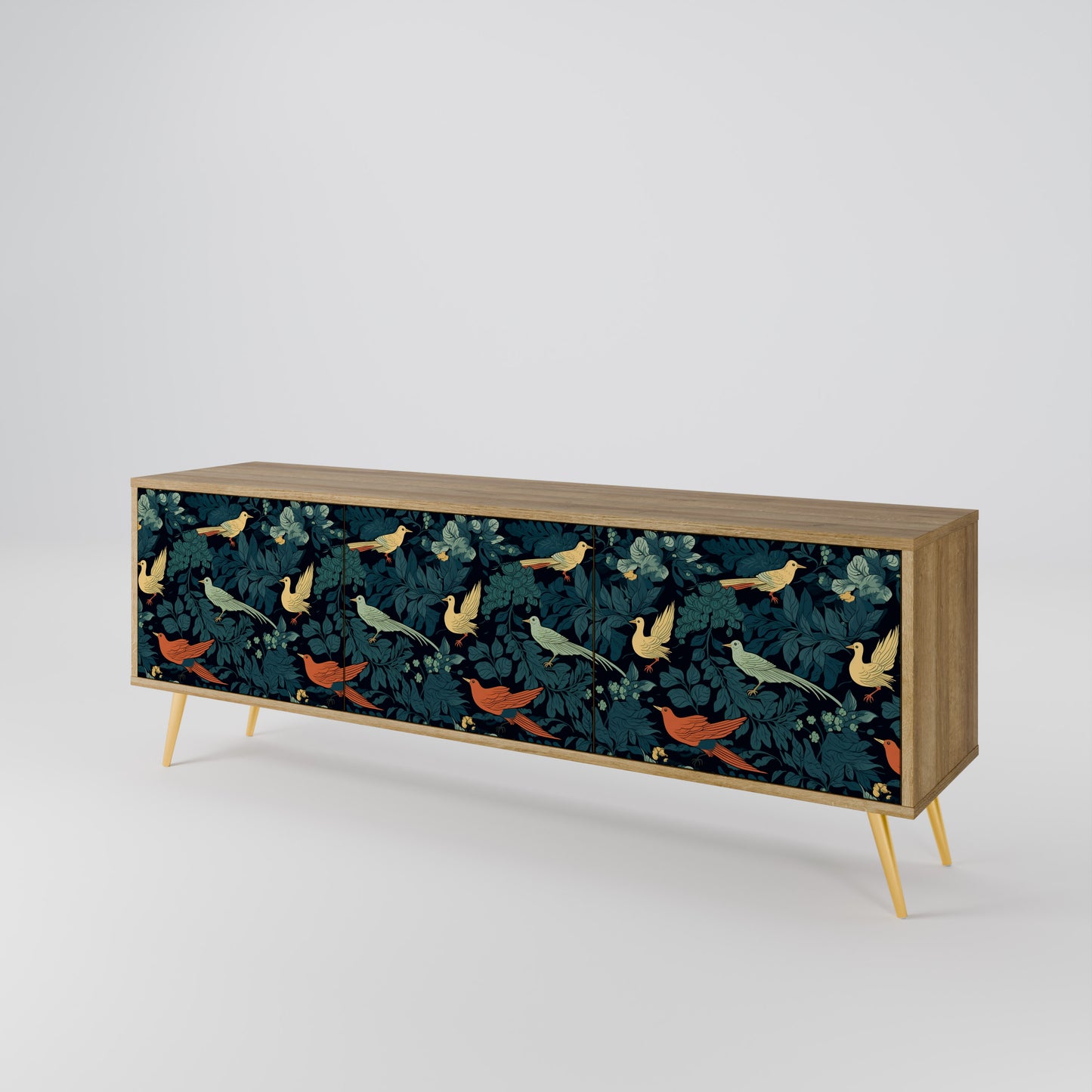 FOWL ORNAMENT 3-Door TV Stand in Oak Effect