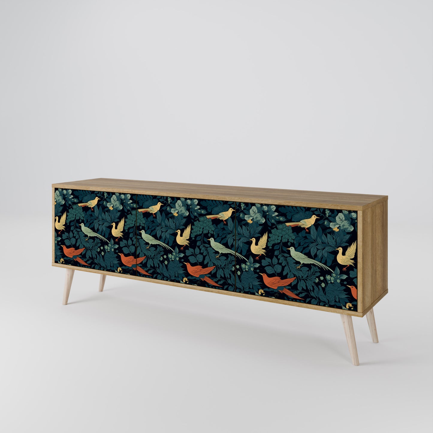 FOWL ORNAMENT 3-Door TV Stand in Oak Effect