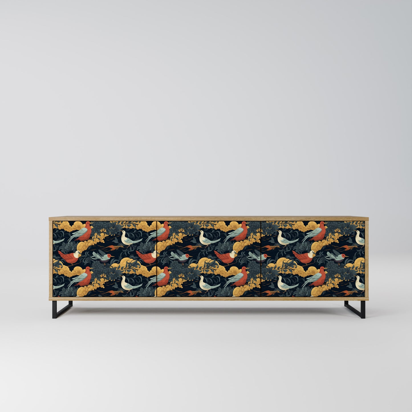 FOWLY DAZE 3-Door TV Stand in Oak Effect
