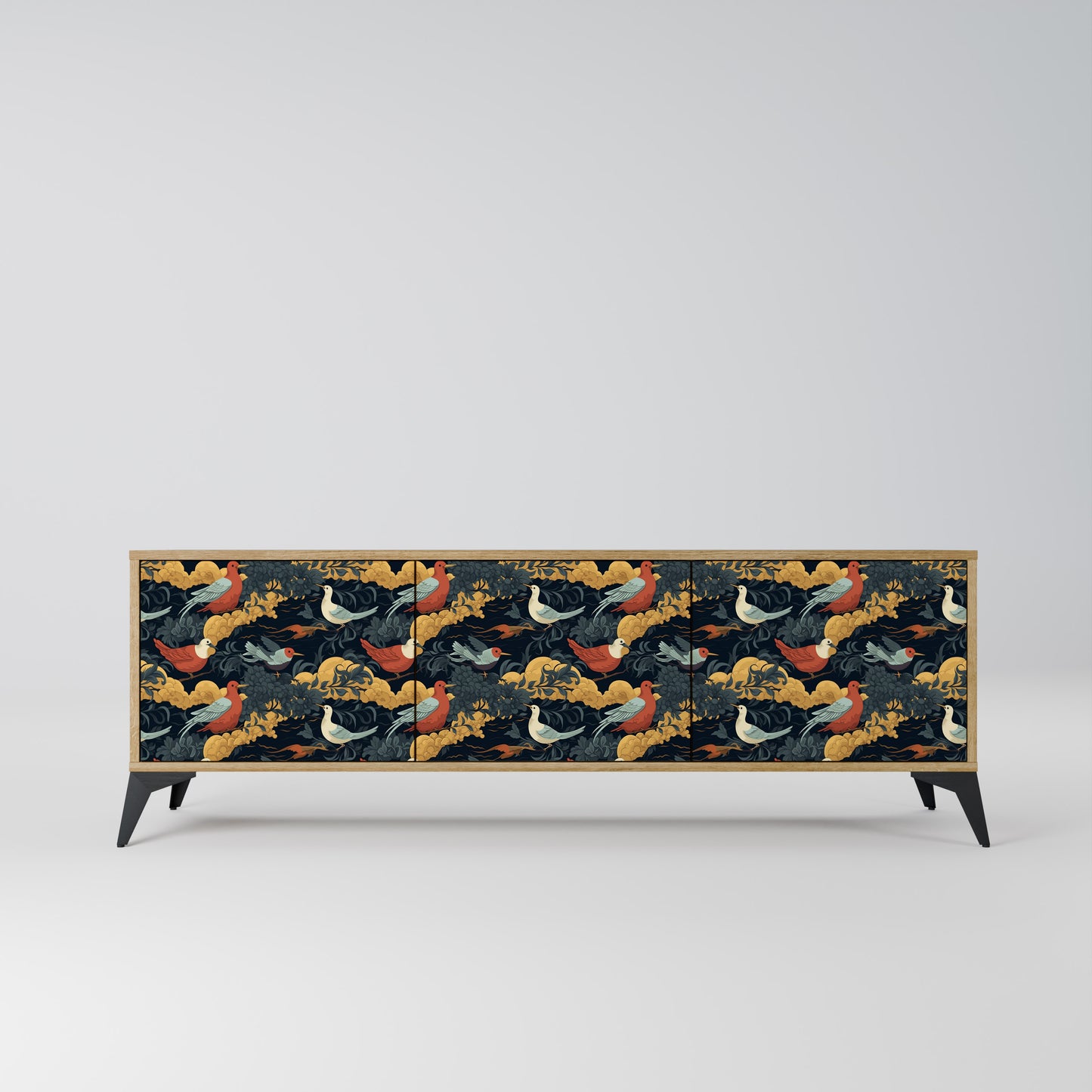 FOWLY DAZE 3-Door TV Stand in Oak Effect
