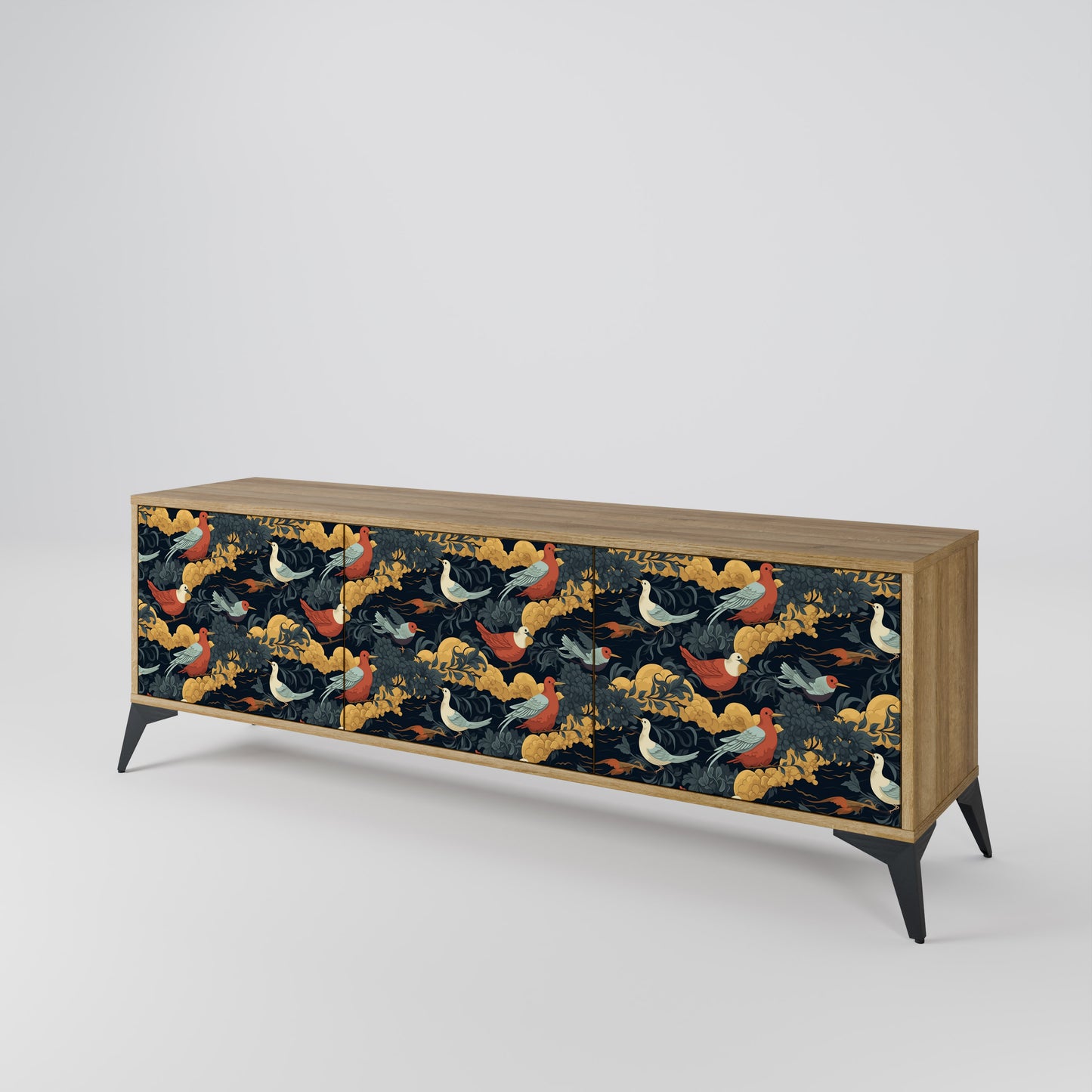 FOWLY DAZE 3-Door TV Stand in Oak Effect