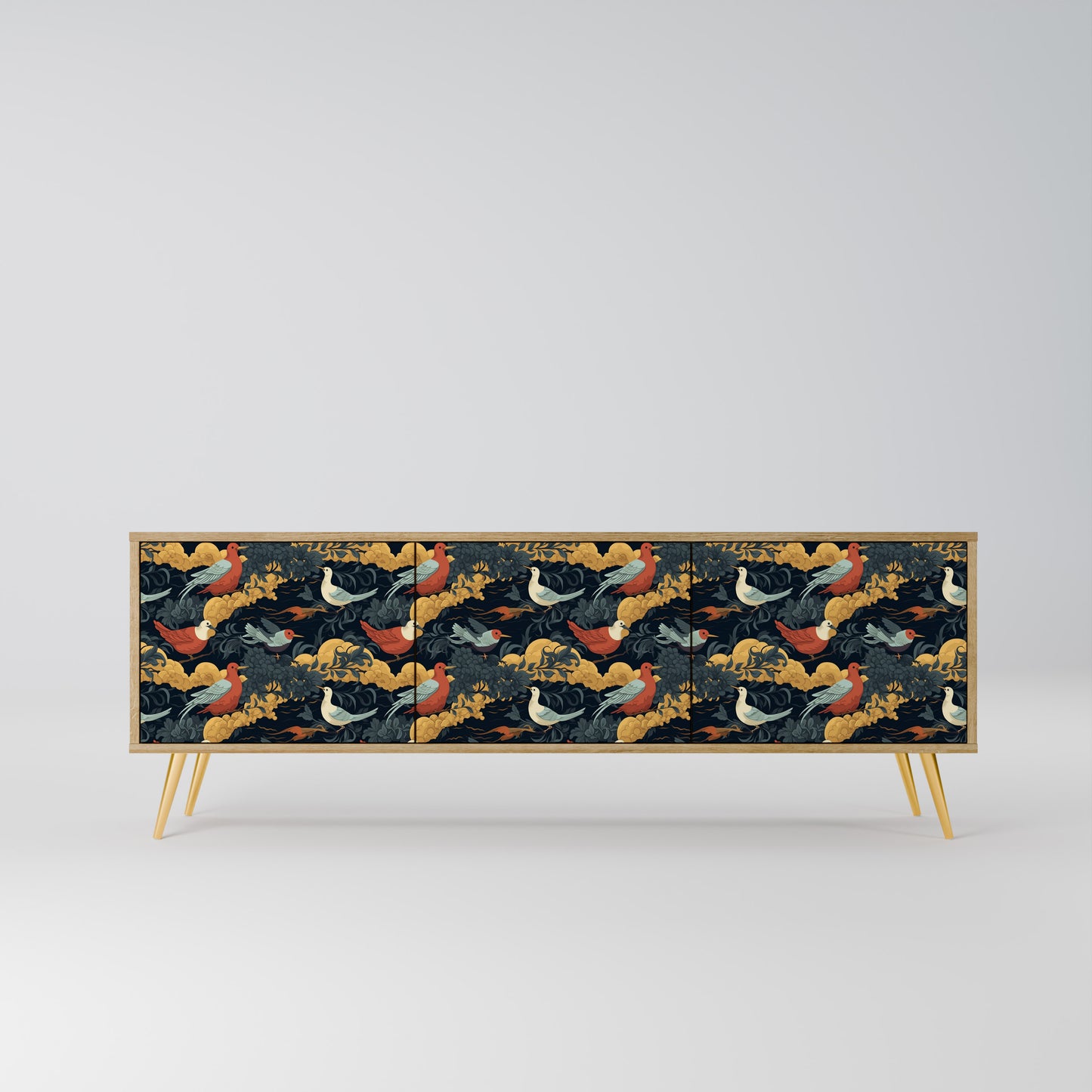 FOWLY DAZE 3-Door TV Stand in Oak Effect