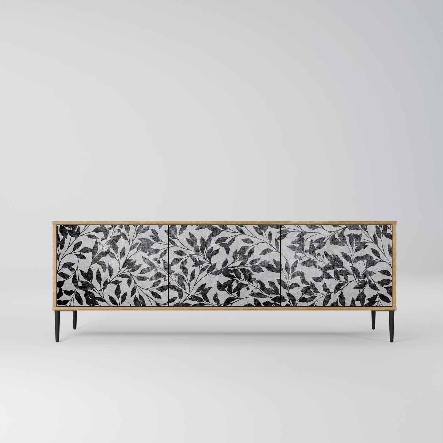 CHARCOAL SPROUT 3-Door TV Stand in Oak Effect