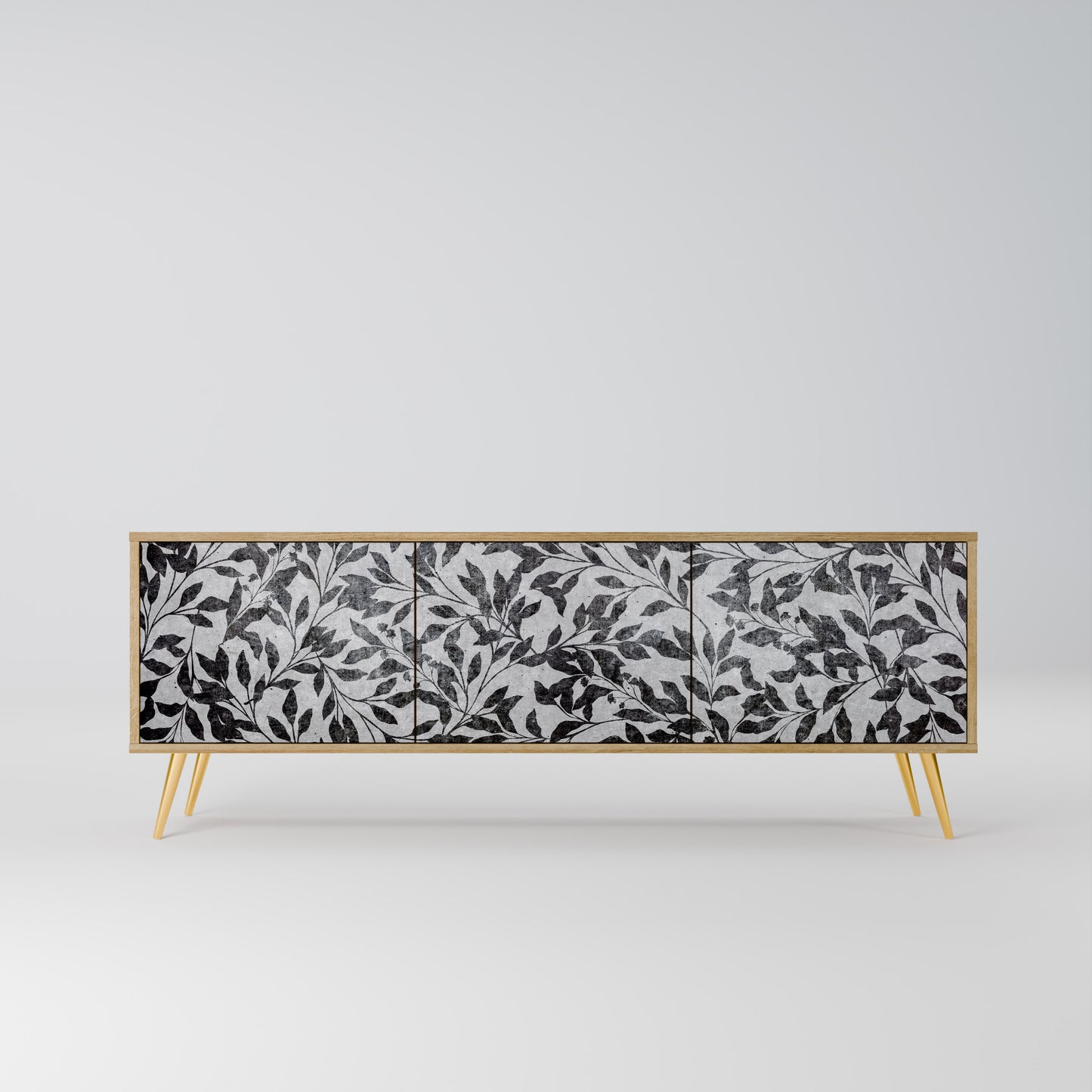CHARCOAL SPROUT 3-Door TV Stand in Oak Effect