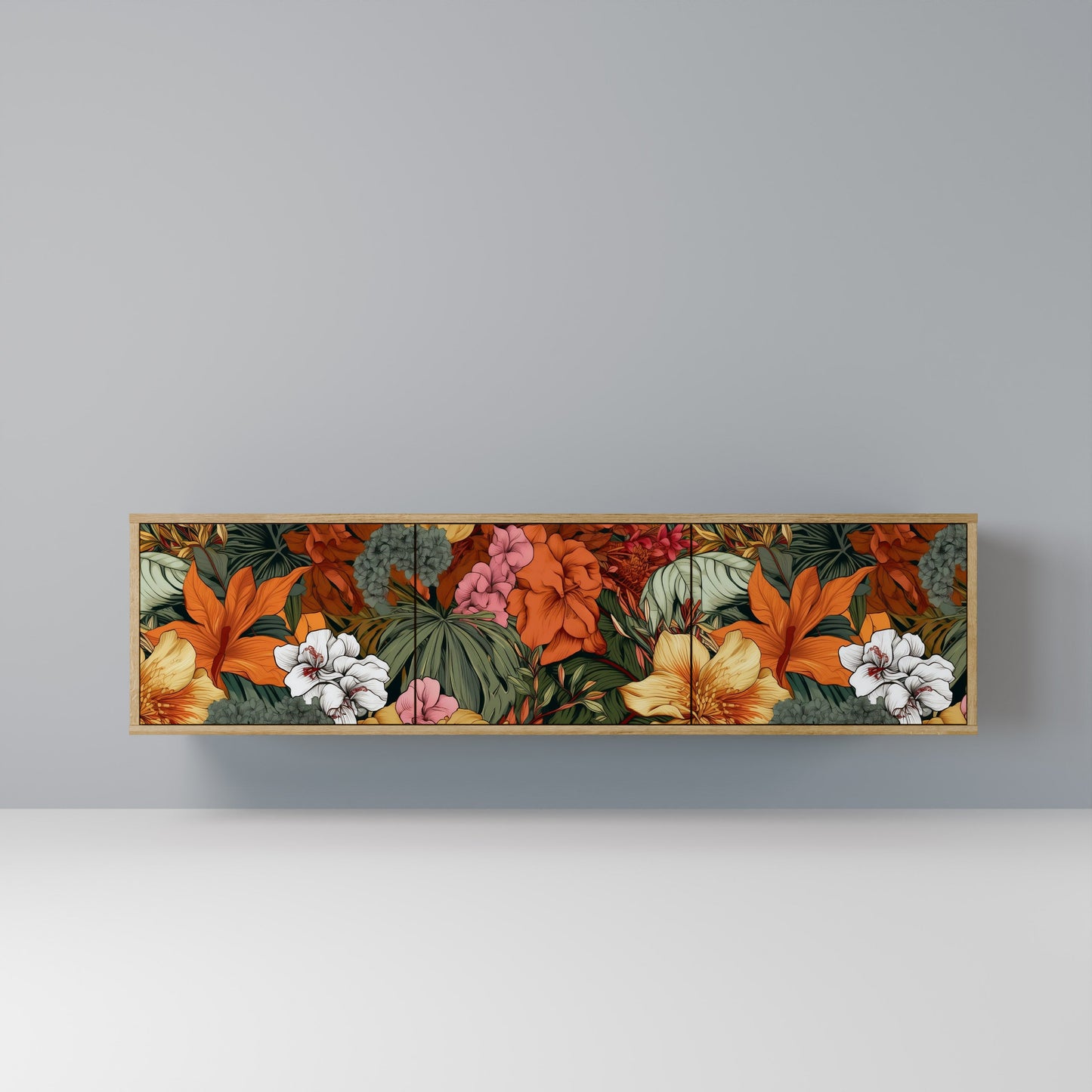 RADIANT FLORA 3-Door TV Stand in Oak Effect