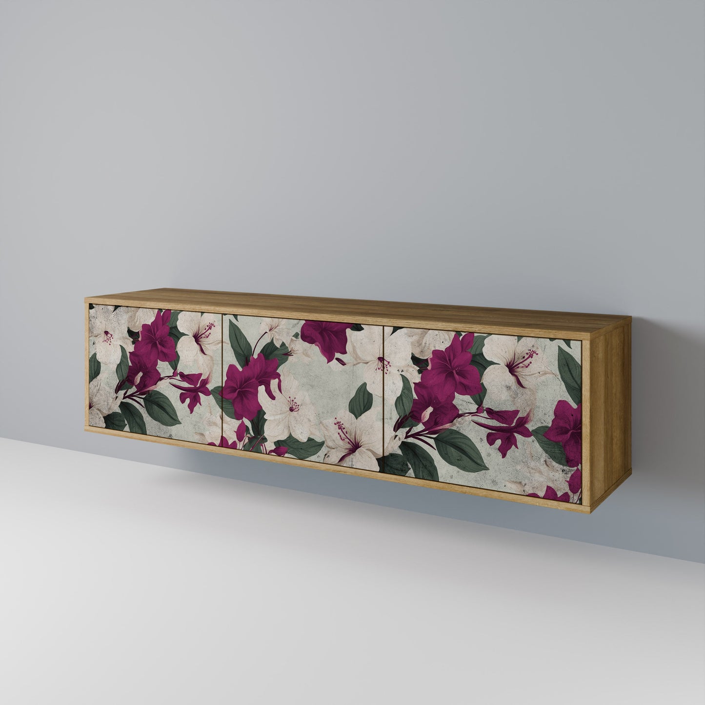 FLOWERET DREAM 3-Door TV Stand in Oak Effect