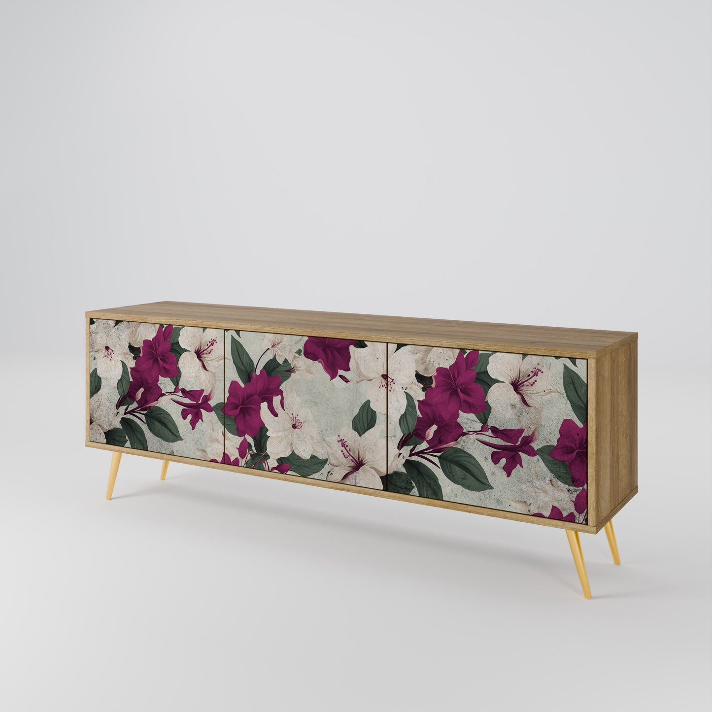 FLOWERET DREAM 3-Door TV Stand in Oak Effect