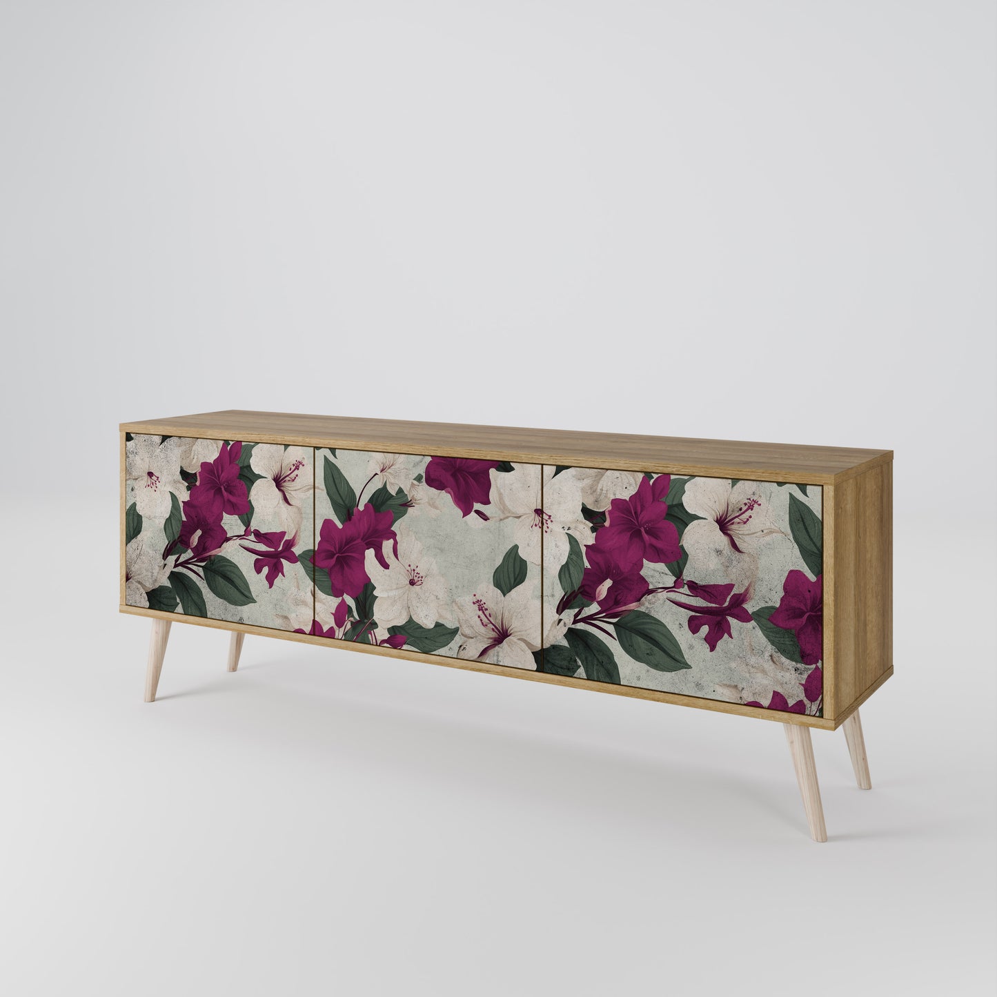 FLOWERET DREAM 3-Door TV Stand in Oak Effect