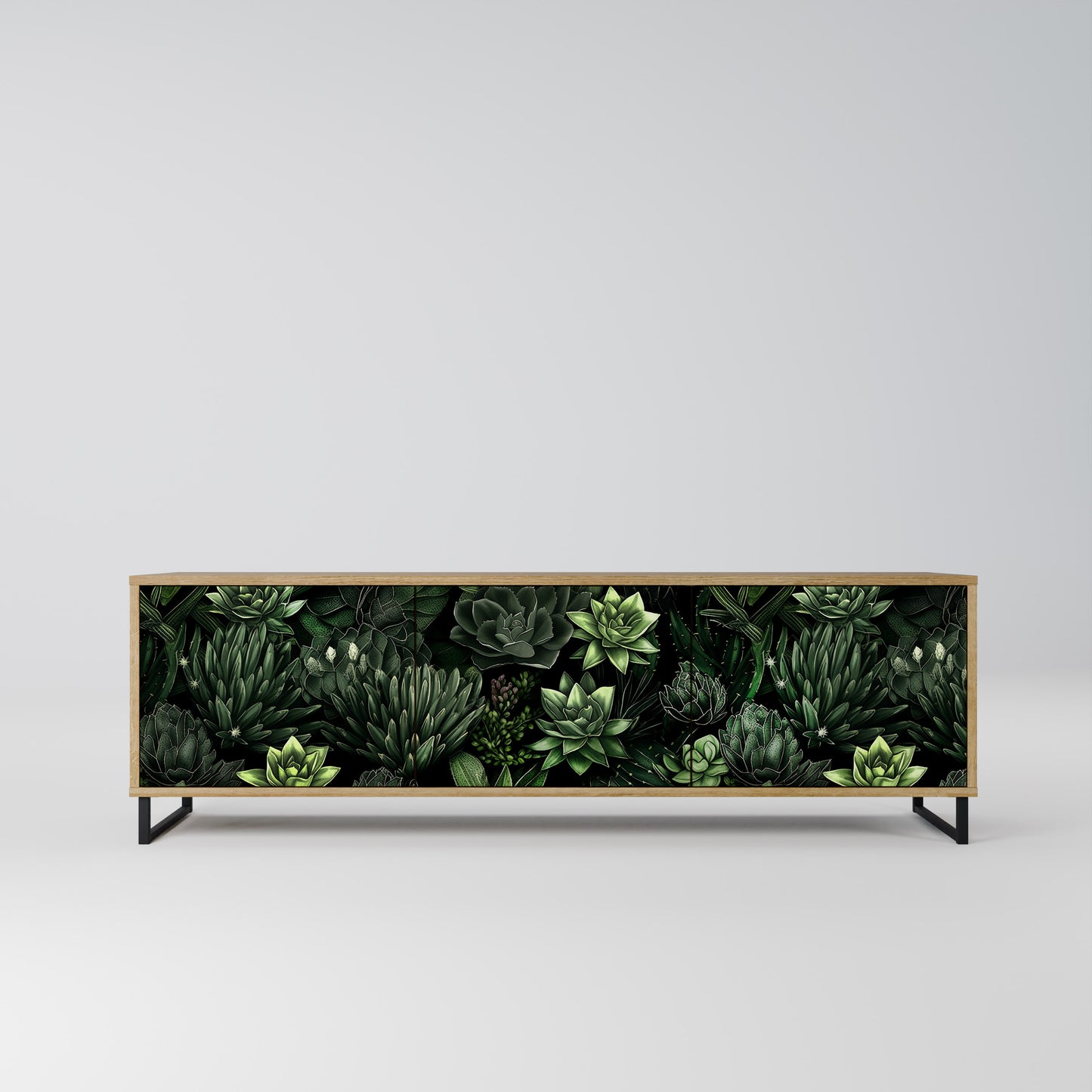 SUCCULENT JUNGLE 3-Door TV Stand in Oak Effect