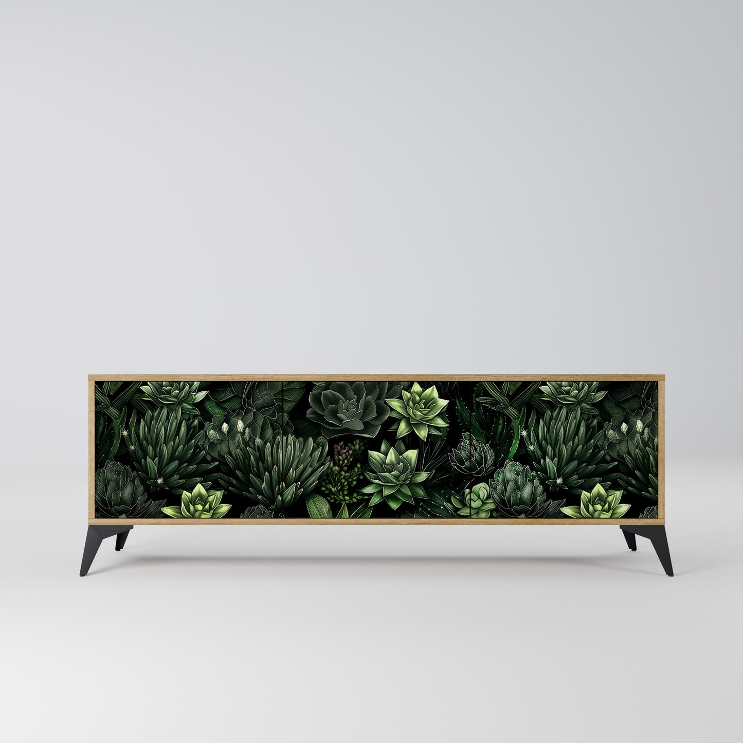 SUCCULENT JUNGLE 3-Door TV Stand in Oak Effect