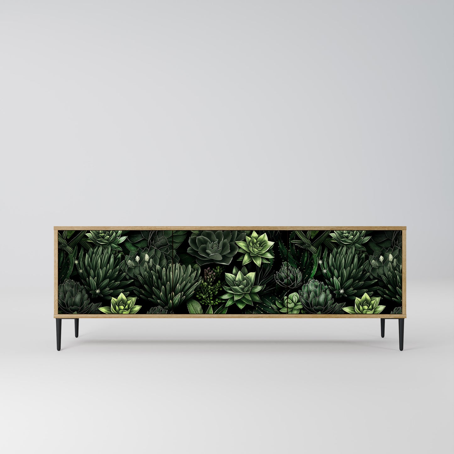 SUCCULENT JUNGLE 3-Door TV Stand in Oak Effect