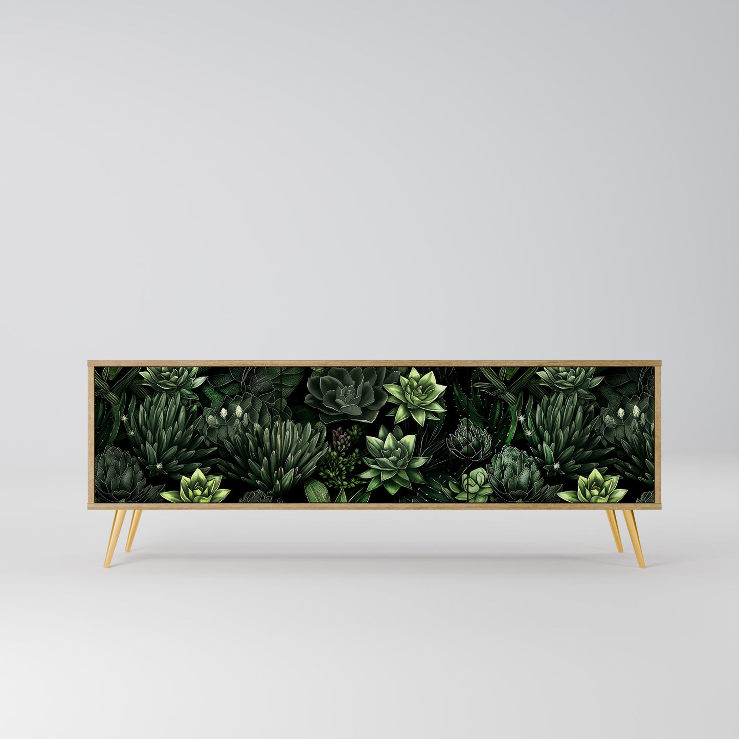SUCCULENT JUNGLE 3-Door TV Stand in Oak Effect