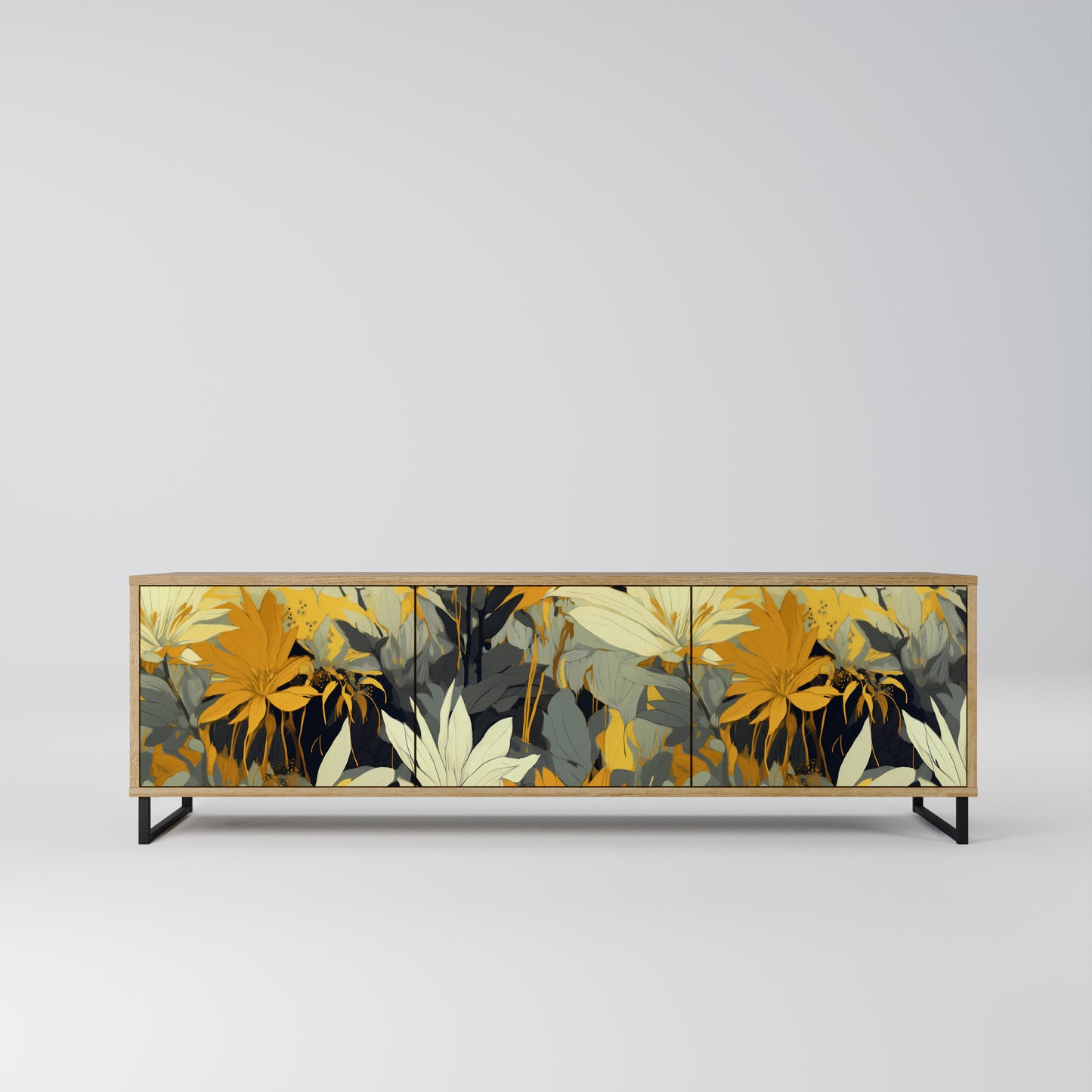 SUNKISSED LILY 3-Door TV Stand in Oak Effect