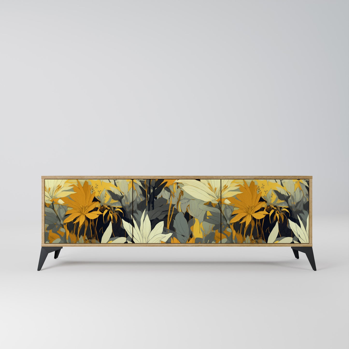 SUNKISSED LILY 3-Door TV Stand in Oak Effect