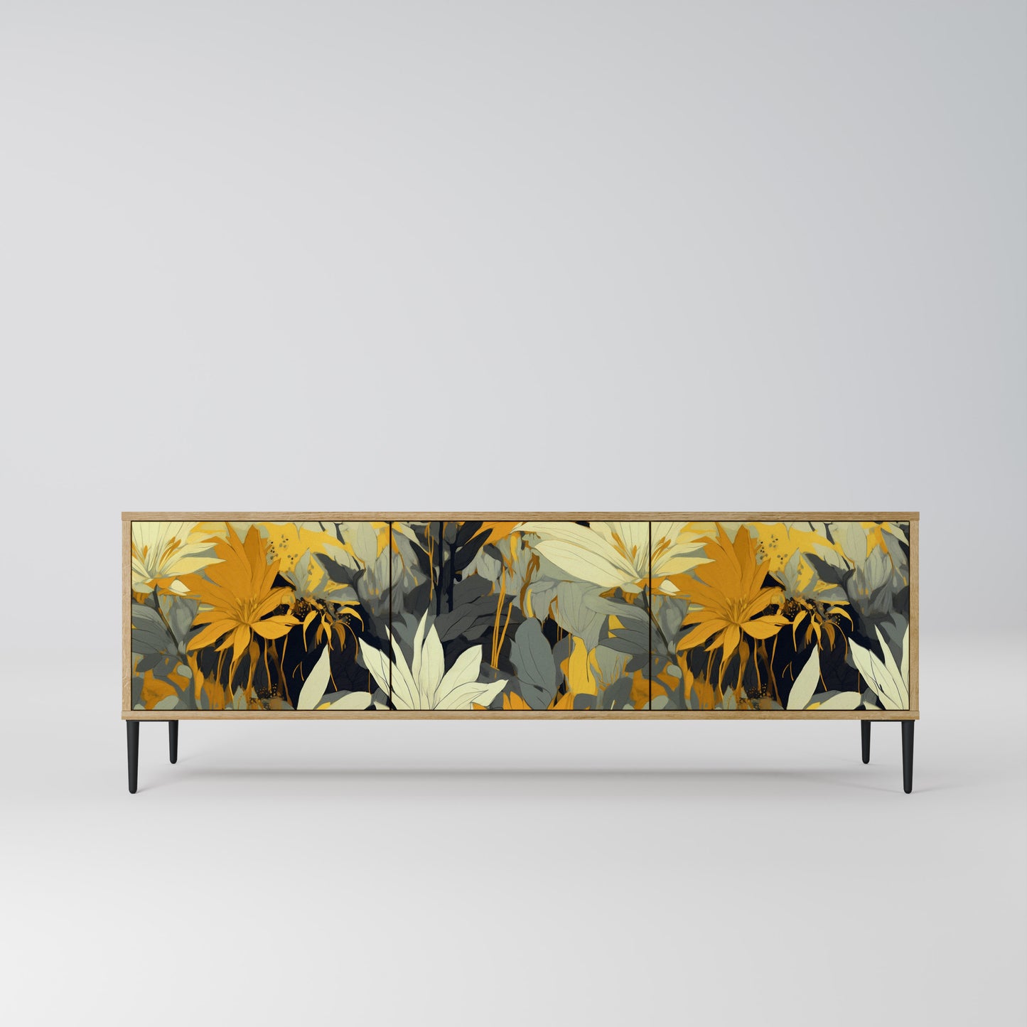 SUNKISSED LILY 3-Door TV Stand in Oak Effect