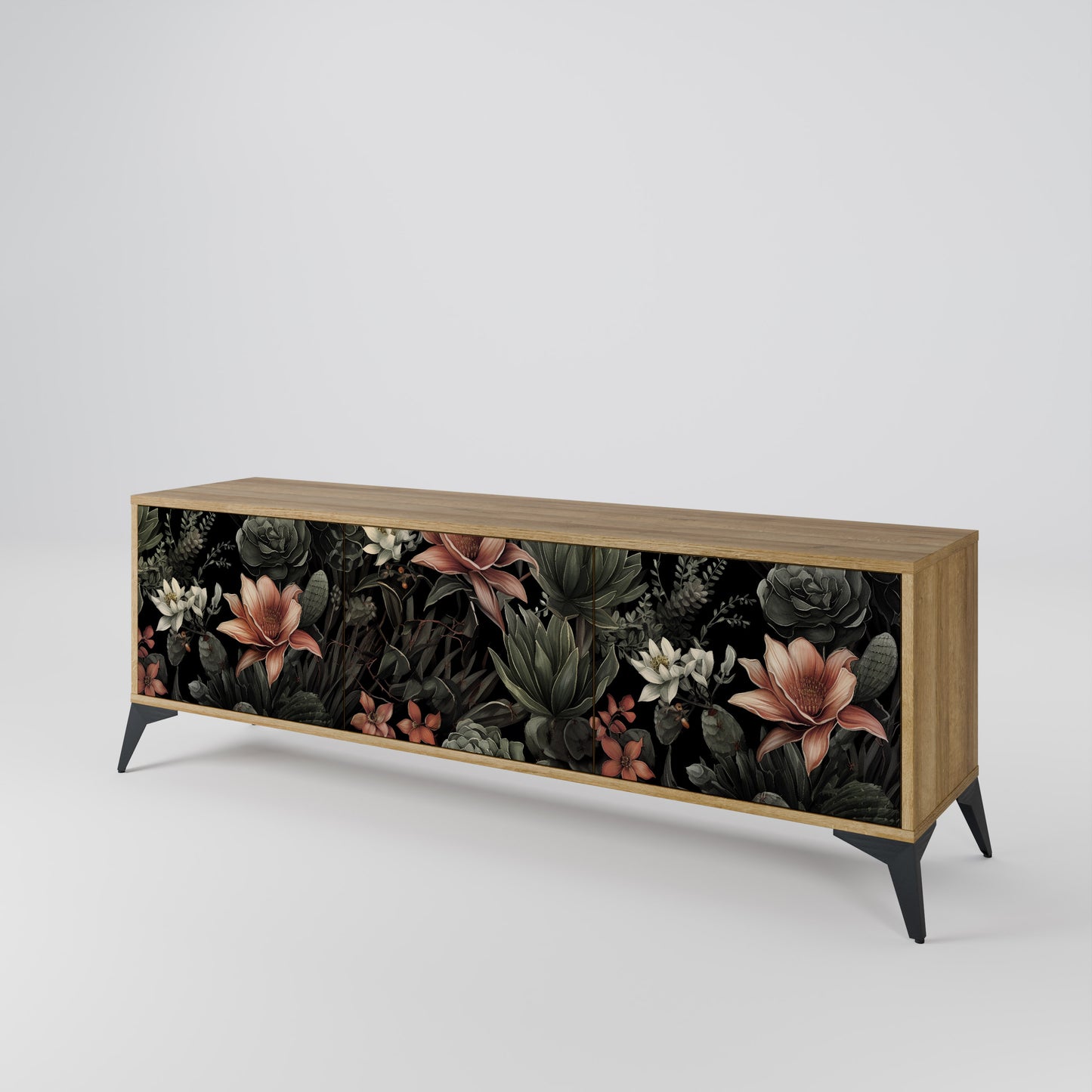 SECRET VERDURE 3-Door TV Stand in Oak Effect