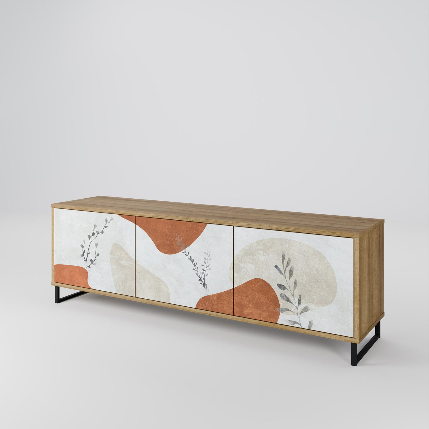 TRANQUIL TWIG 3-Door TV Stand in Oak Effect